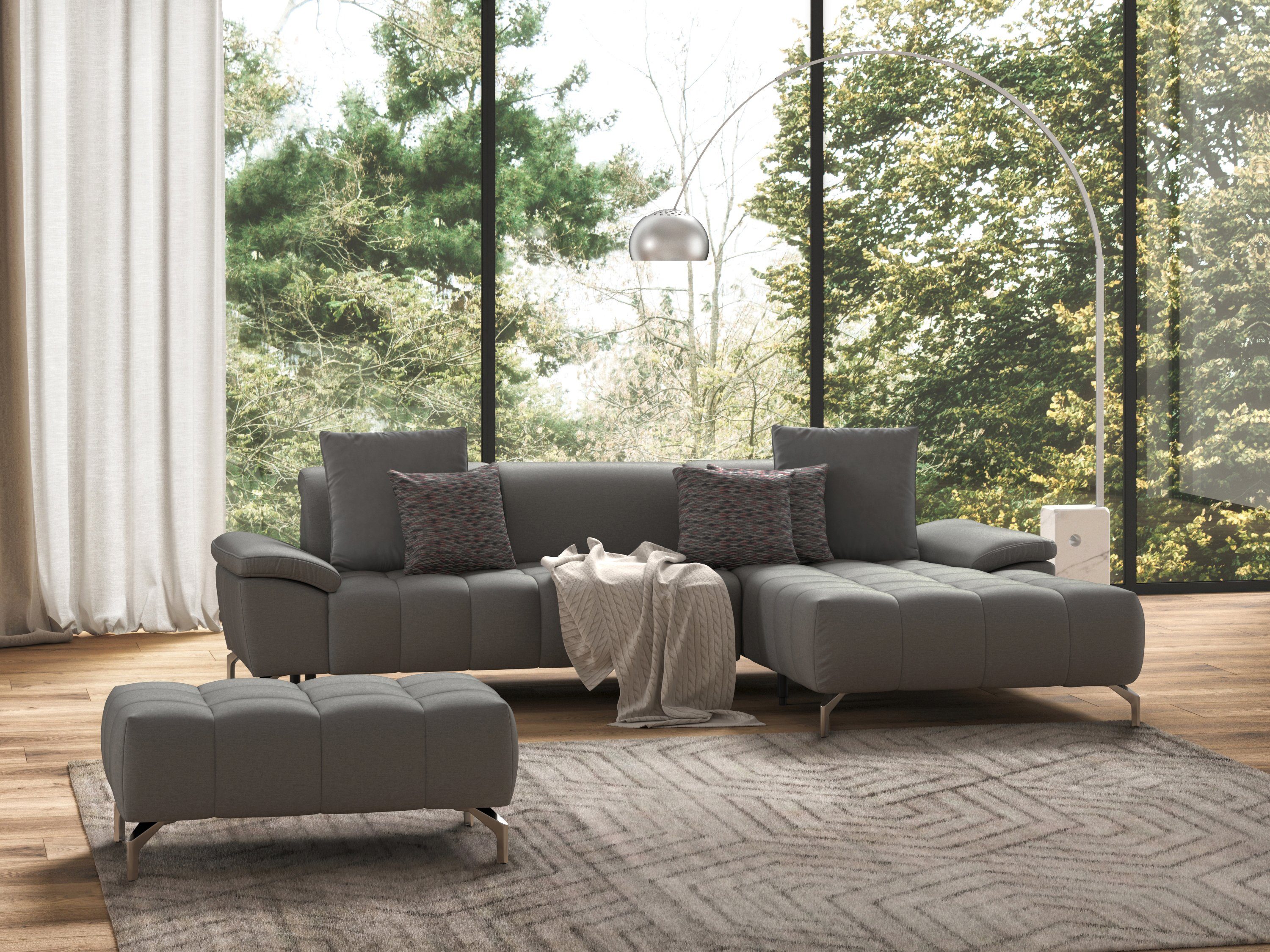 sit&more Hoekbank Cool L-vorm naar keuze met verstelbare hoofdsteun en uittrekzitting, motorisch grijs, hoekbanken, Breedte ligoppervlak: 290 cm