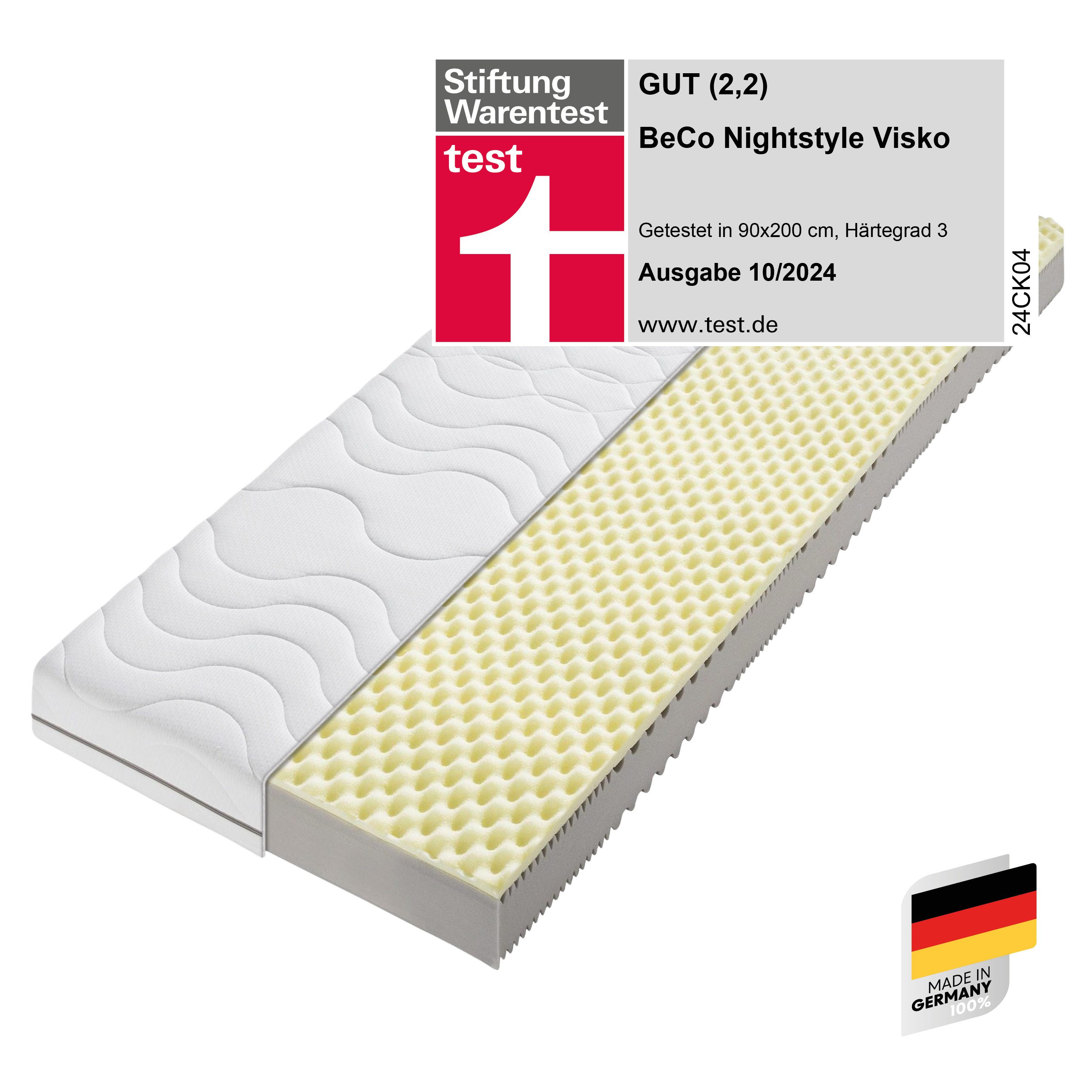 Beco Visco-matras Nightstyle Visko Matras, 90x200 cm (H3) getest door Stiftung Warentest hoogte 17 cm