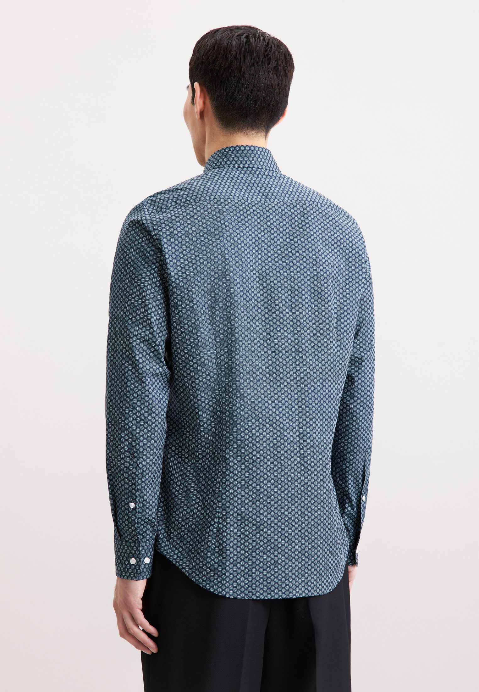 seidensticker Businessoverhemd Zwarte roos Slim 1/1 Kentkraag print