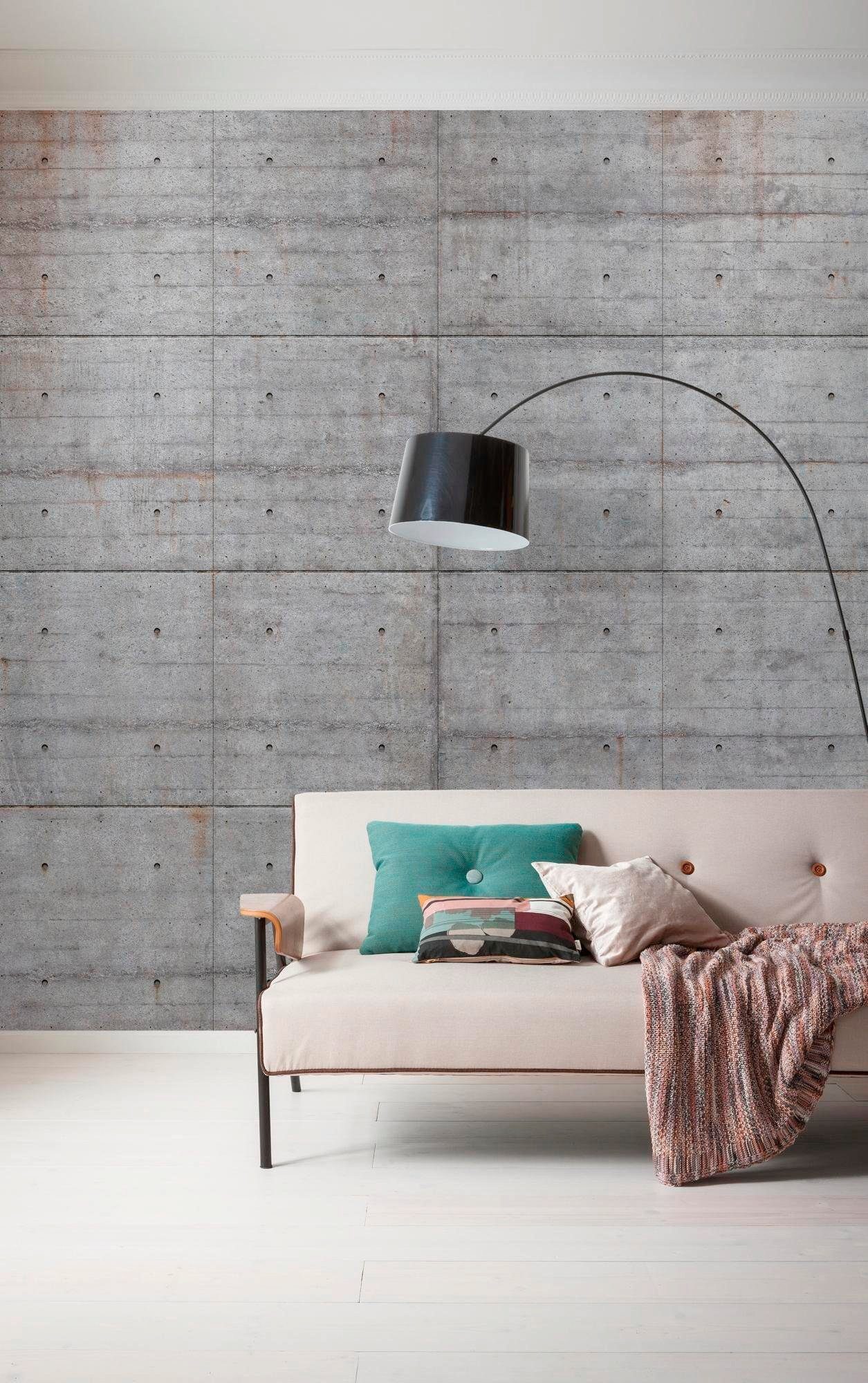 Komar Vliesbehang Digitale print vlies - Concrete Blocks - Afmeting 300 x 250 cm (1 stuk)