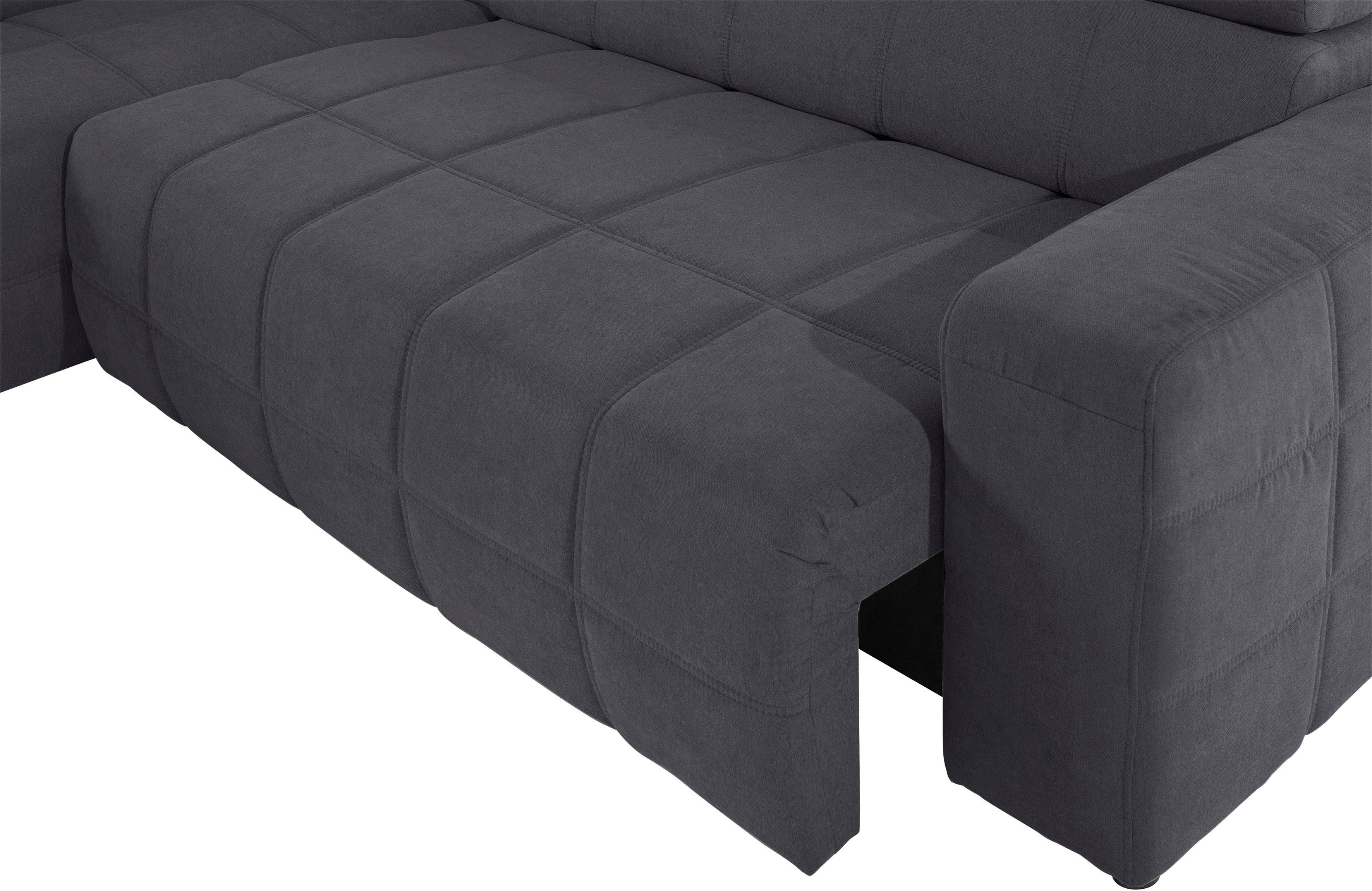 DOMO collection Hoekbank Brandon L-vorm, ook in leer met verstelbare hoofdsteun, naar keuze met verstelbare zitdiepte