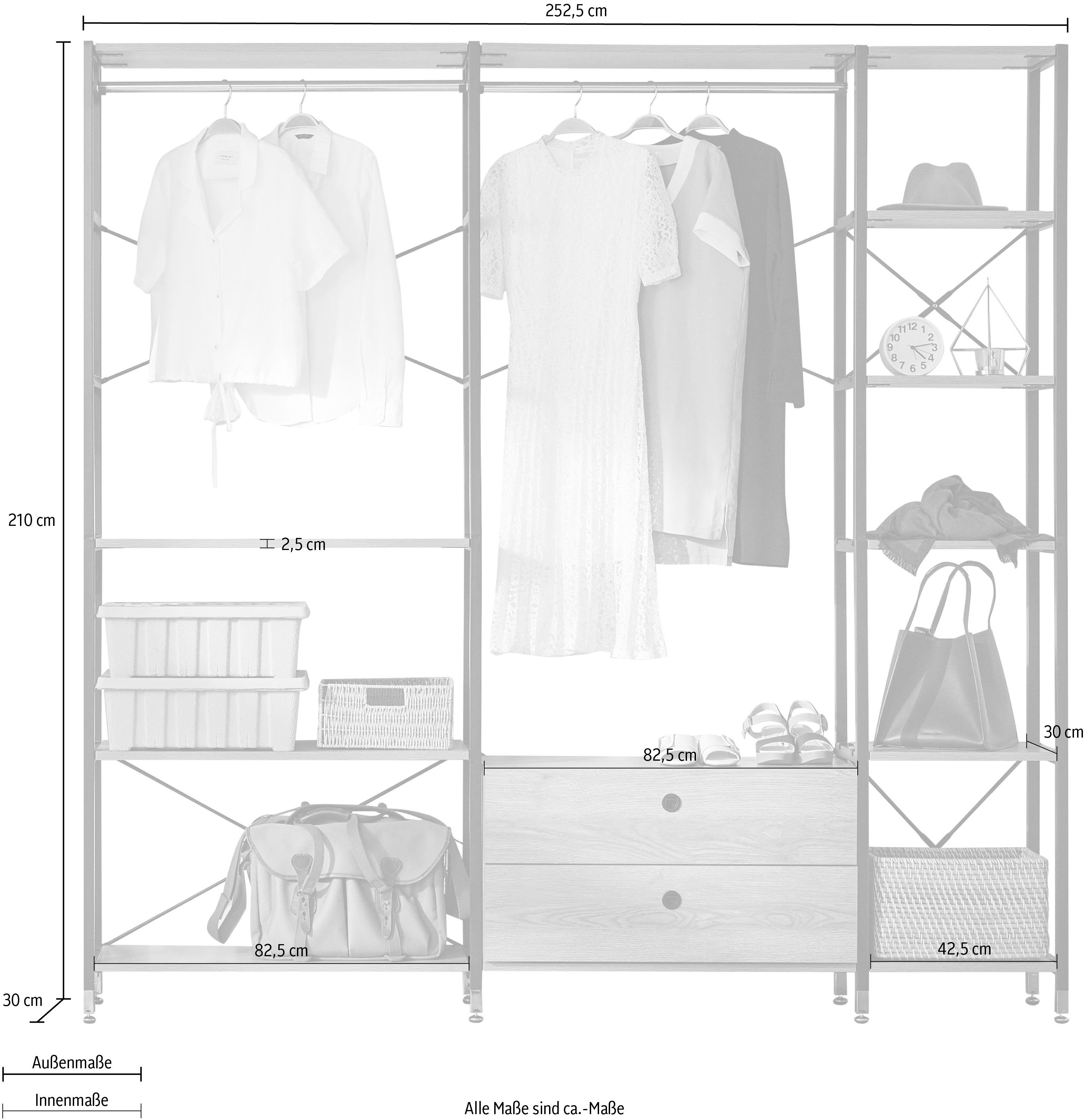 INOSIGN Multifunctionele kast Connor veelzijdig, geschikt voor alle ruimtes, breedte 252,50 cm