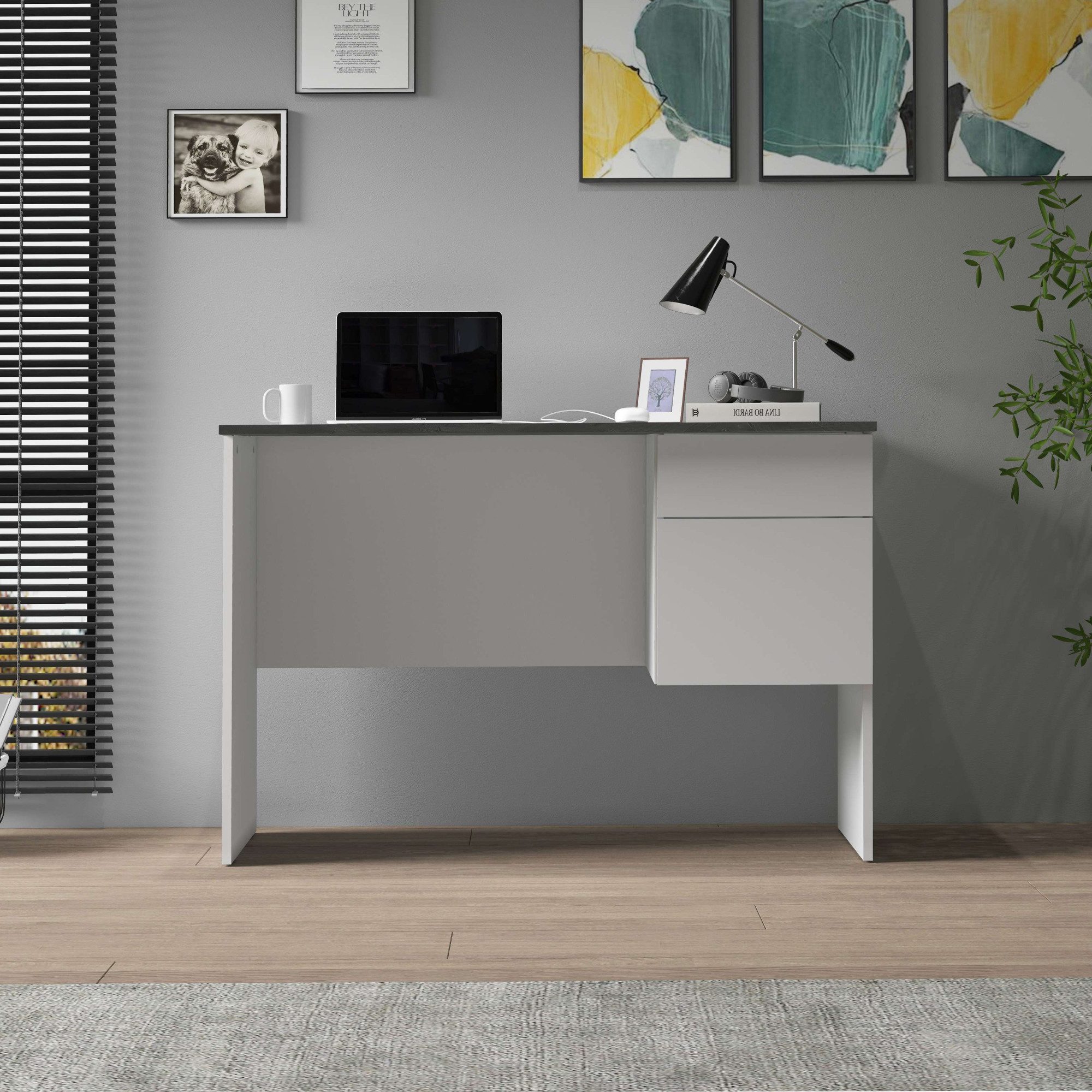 INOSIGN Bureau Sunrise, kleine computertisch, bureautafel met 1 deur & 1 lade, tafelblad breedte 110 cm, made in italy