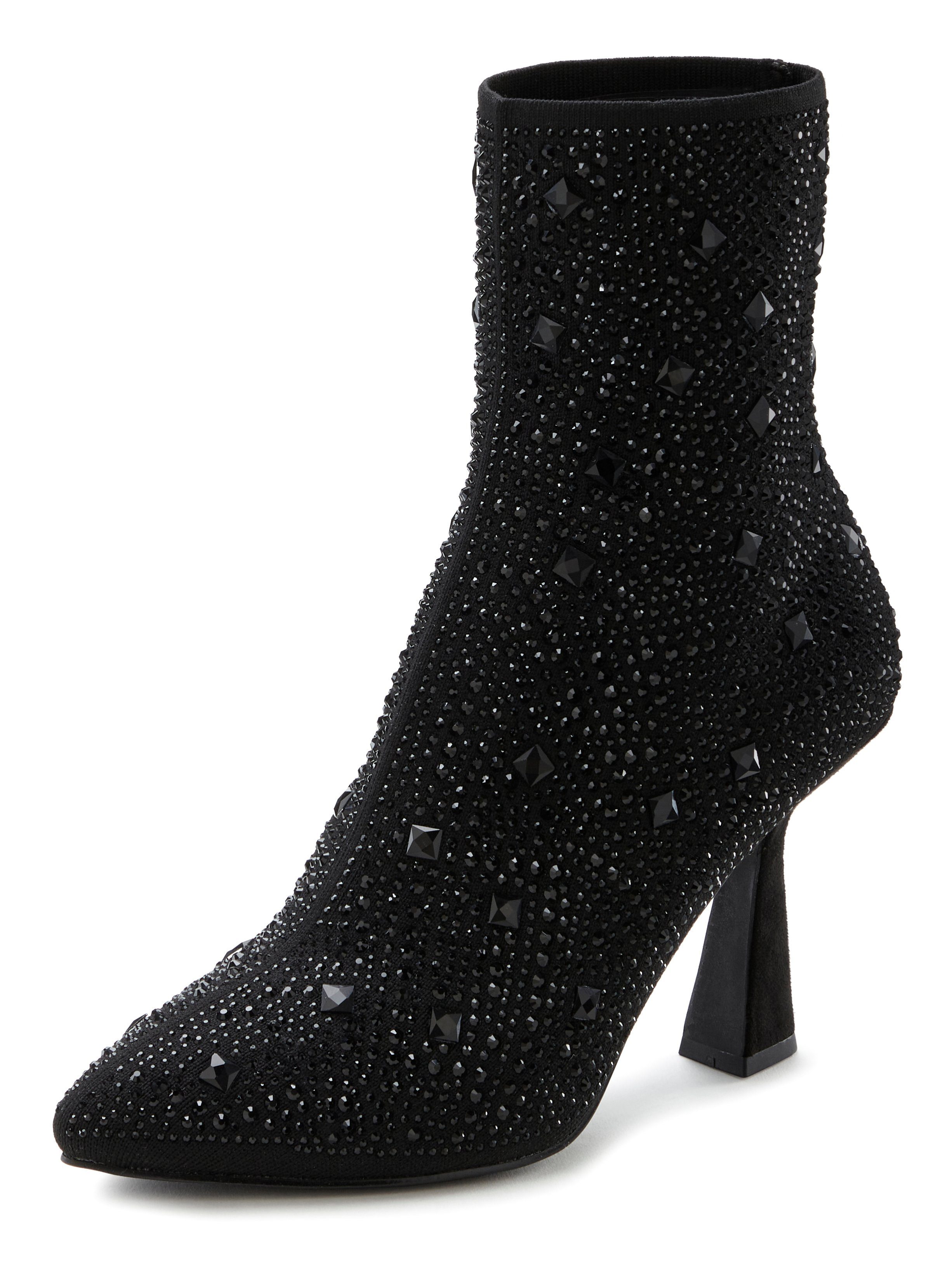 Lascana Highheel-laarsjes Sock Boot, Instaplaarzen, enkellaarsjes, elastisch materiaal, siersteentjes