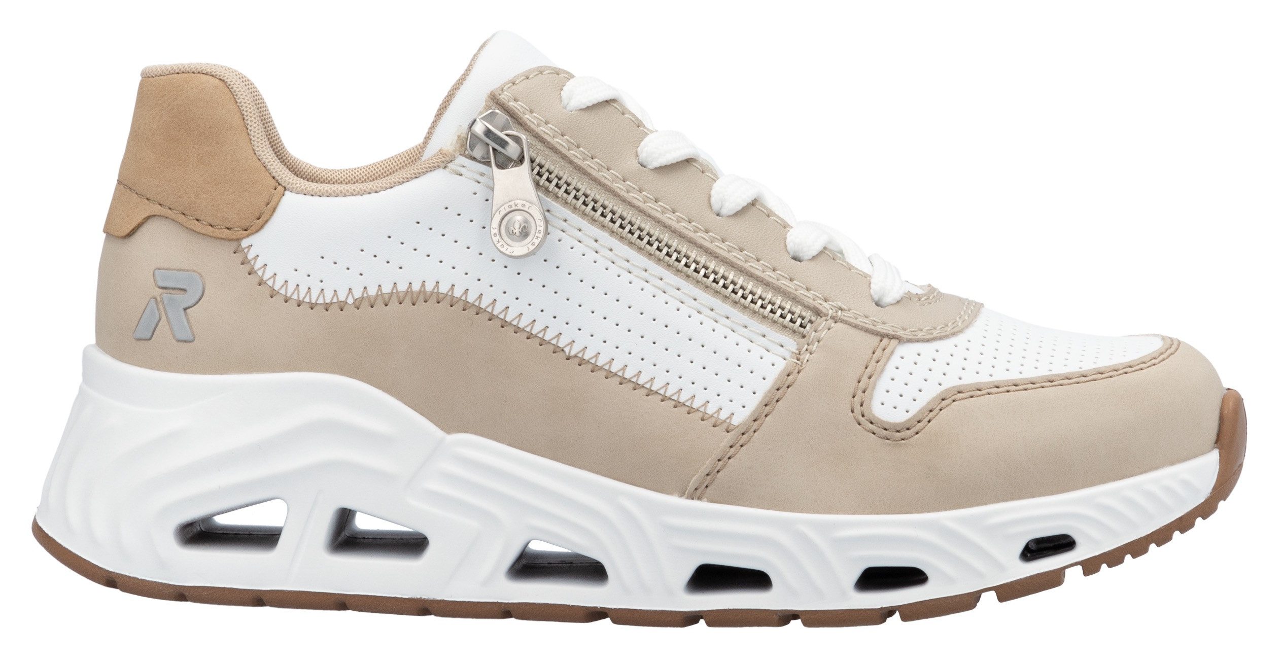 RIEKER Sport Sneakers met sleehak , veterschoenen, lage schoen, vrijetijdssneaker met rits