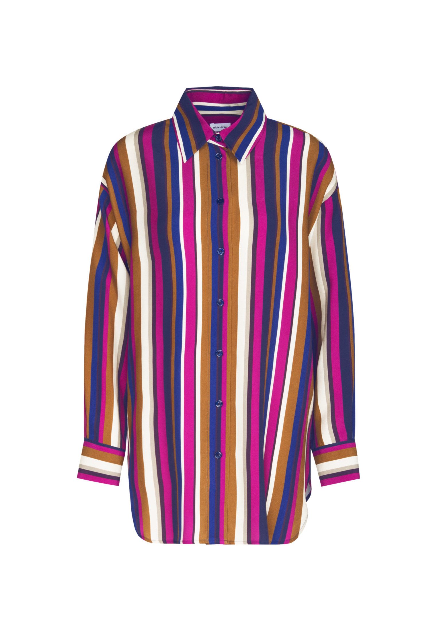 seidensticker Lange blouse Zwarte roos Lange mouwen kraag print
