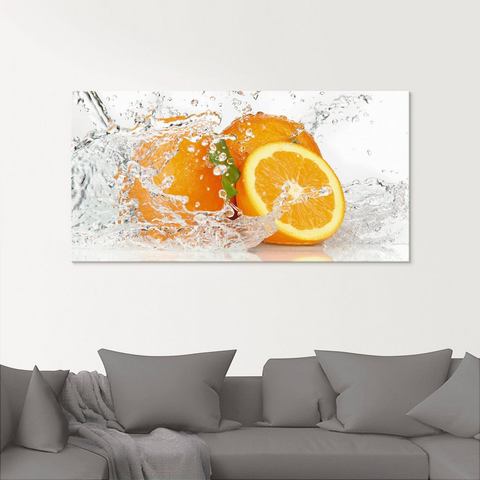 Artland print op glas Orange mit Spritzwasser