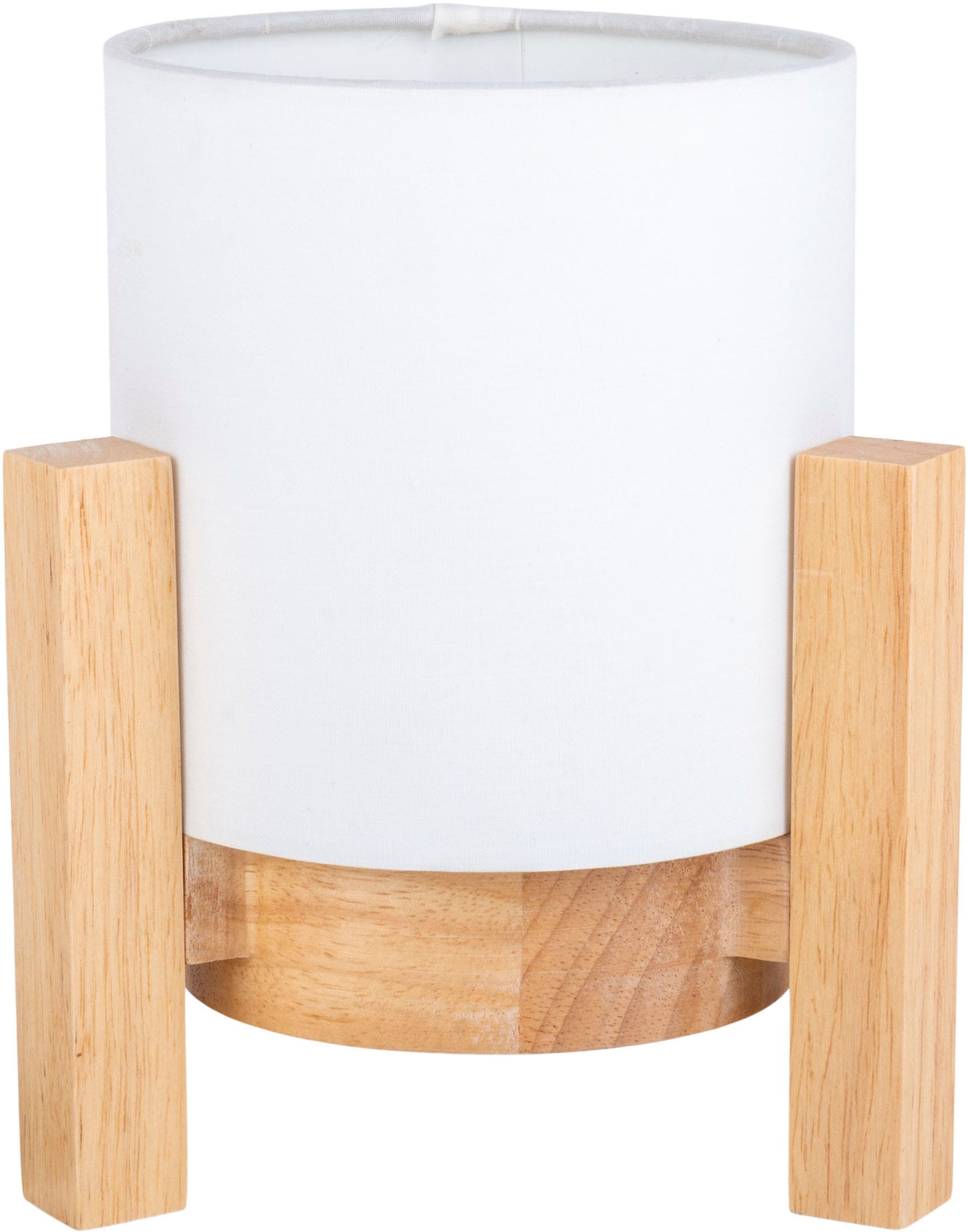 näve Led-tafellamp Matida Accu-werking, incl. USB-C-kabel, houten frame, textielscherm, dimbaar (1 stuk)