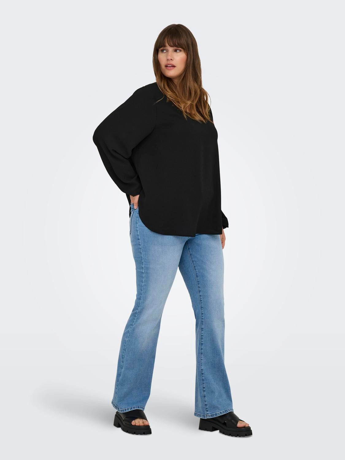 ONLY CARMAKOMA Shirt CARVICA LIFE L/S V-NECK TOP WVN NOOS