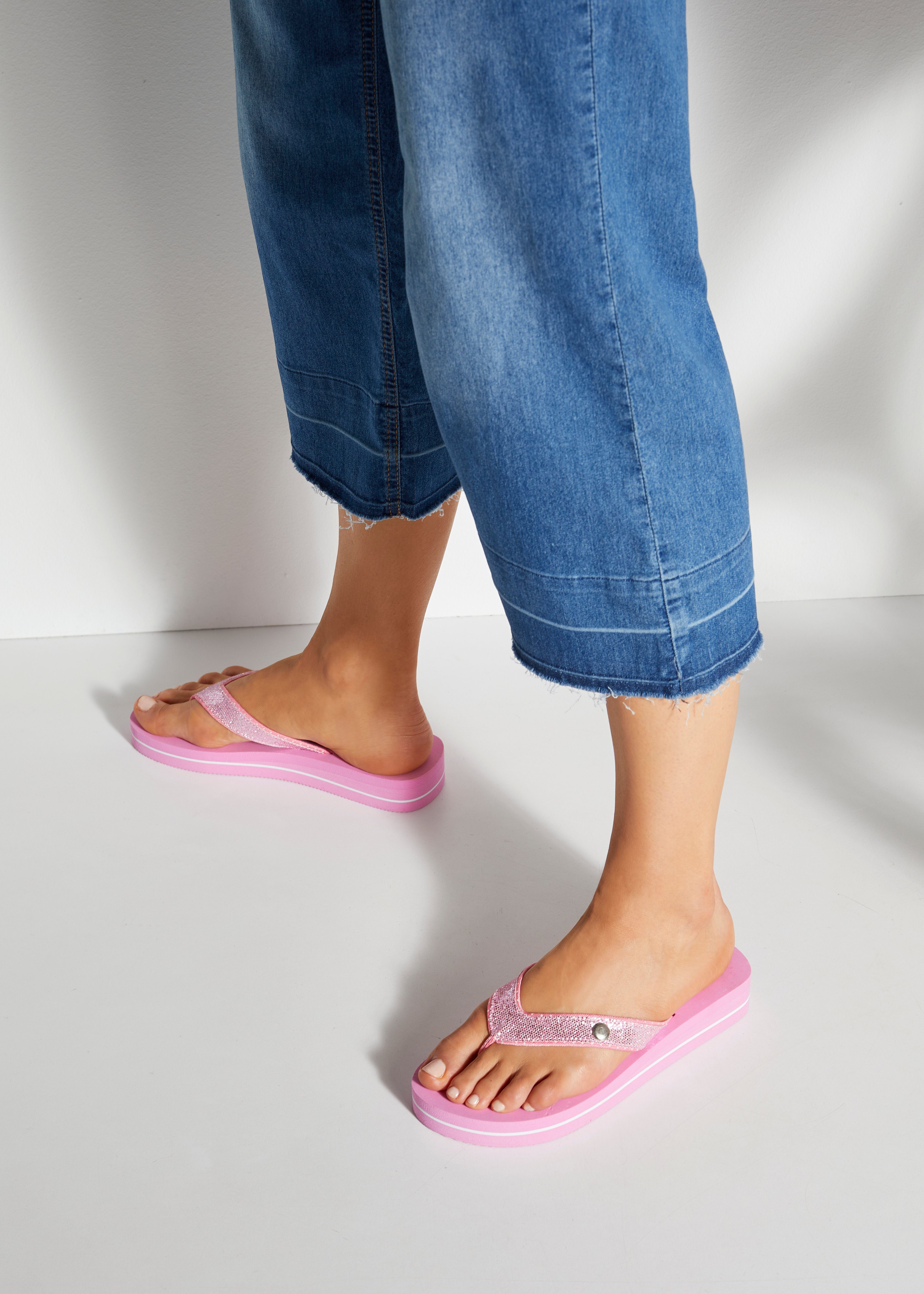 Venice Beach Badslippers Sandaal, pantoletten, badschoenen ultralicht met glitterband VEGAN