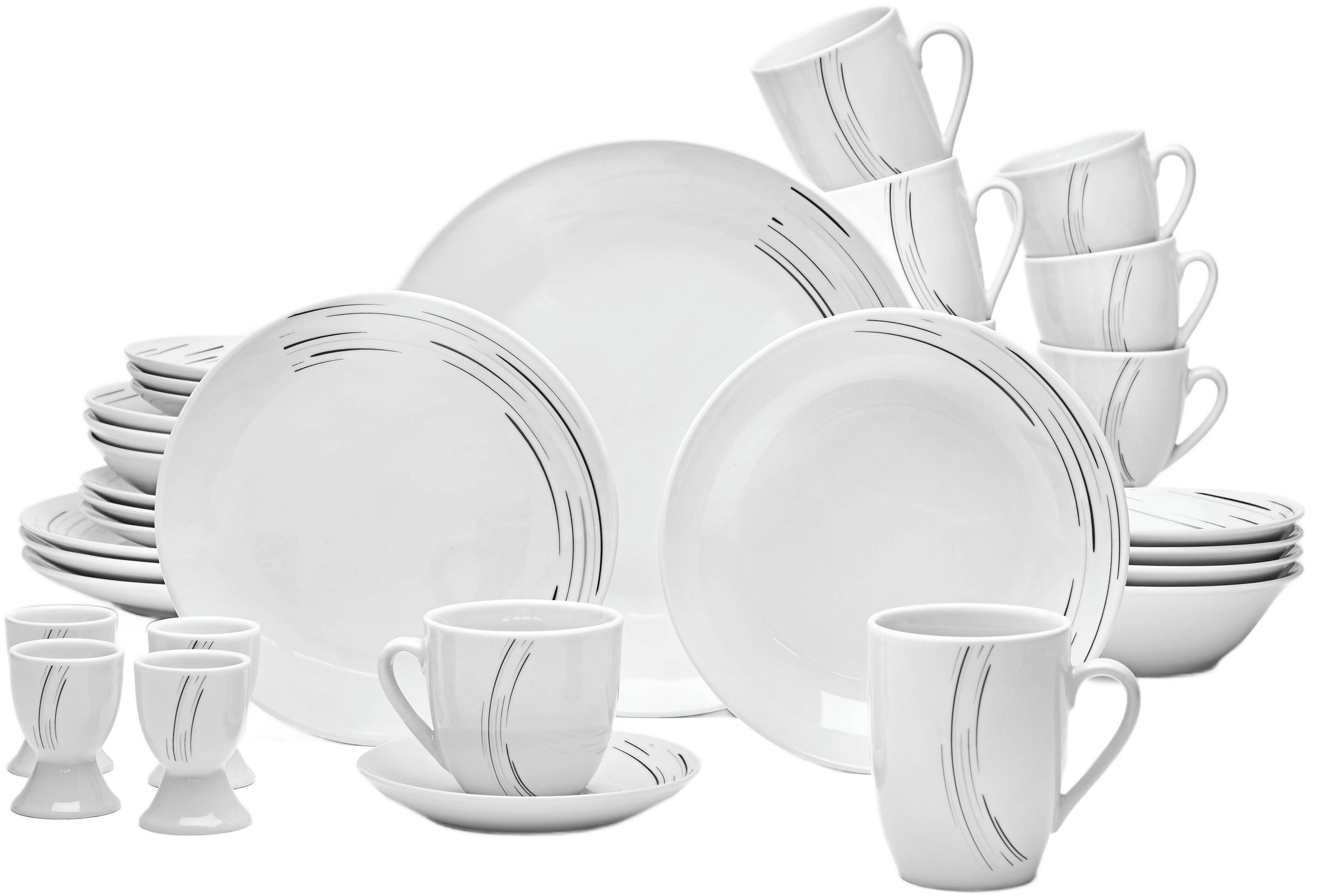 van Well Combi-servies Servies-set Montreal, 32-delig, rond (set) serviezen wit