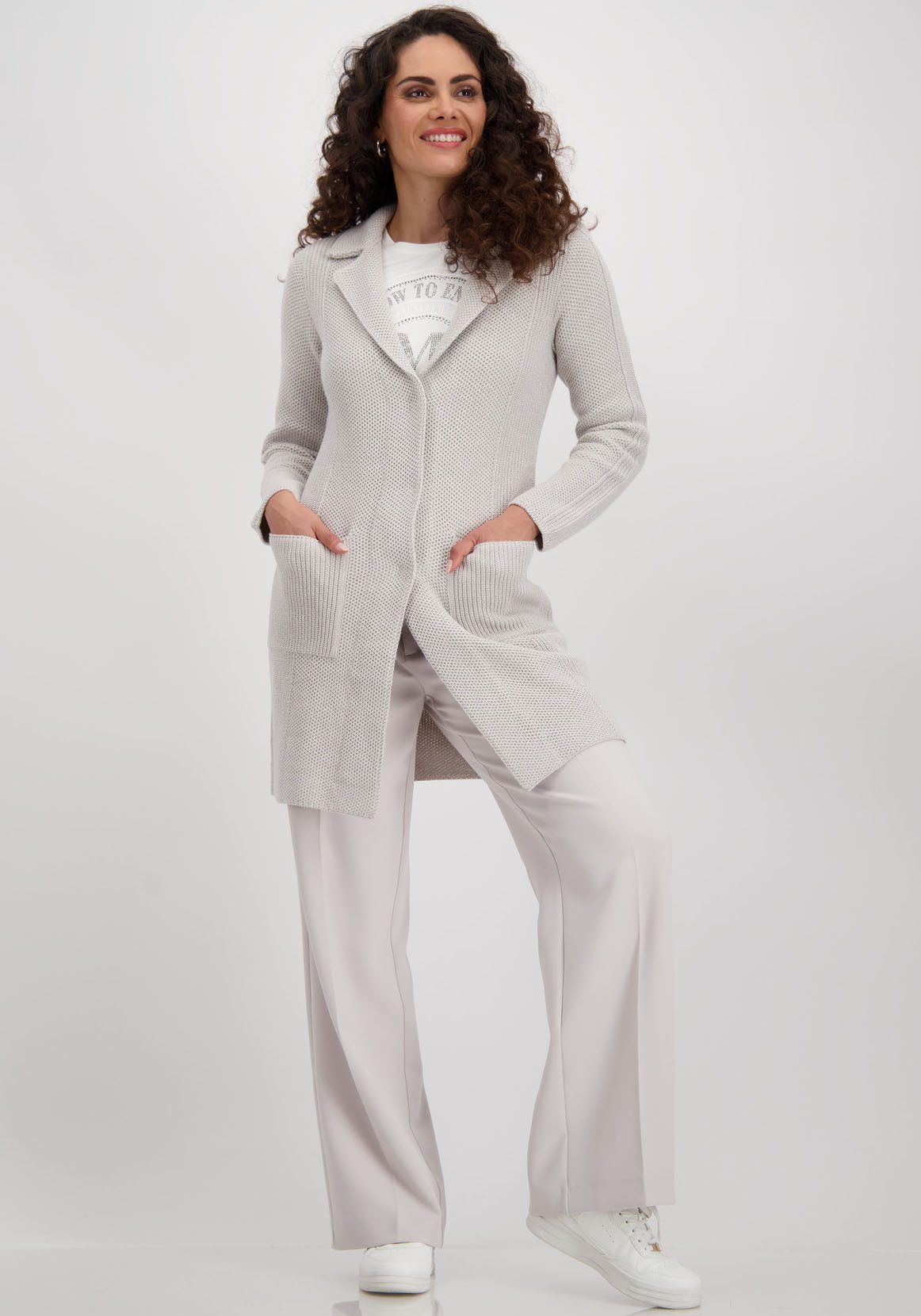 Monari Gebreide jas Jacket Basic gebreide mantel