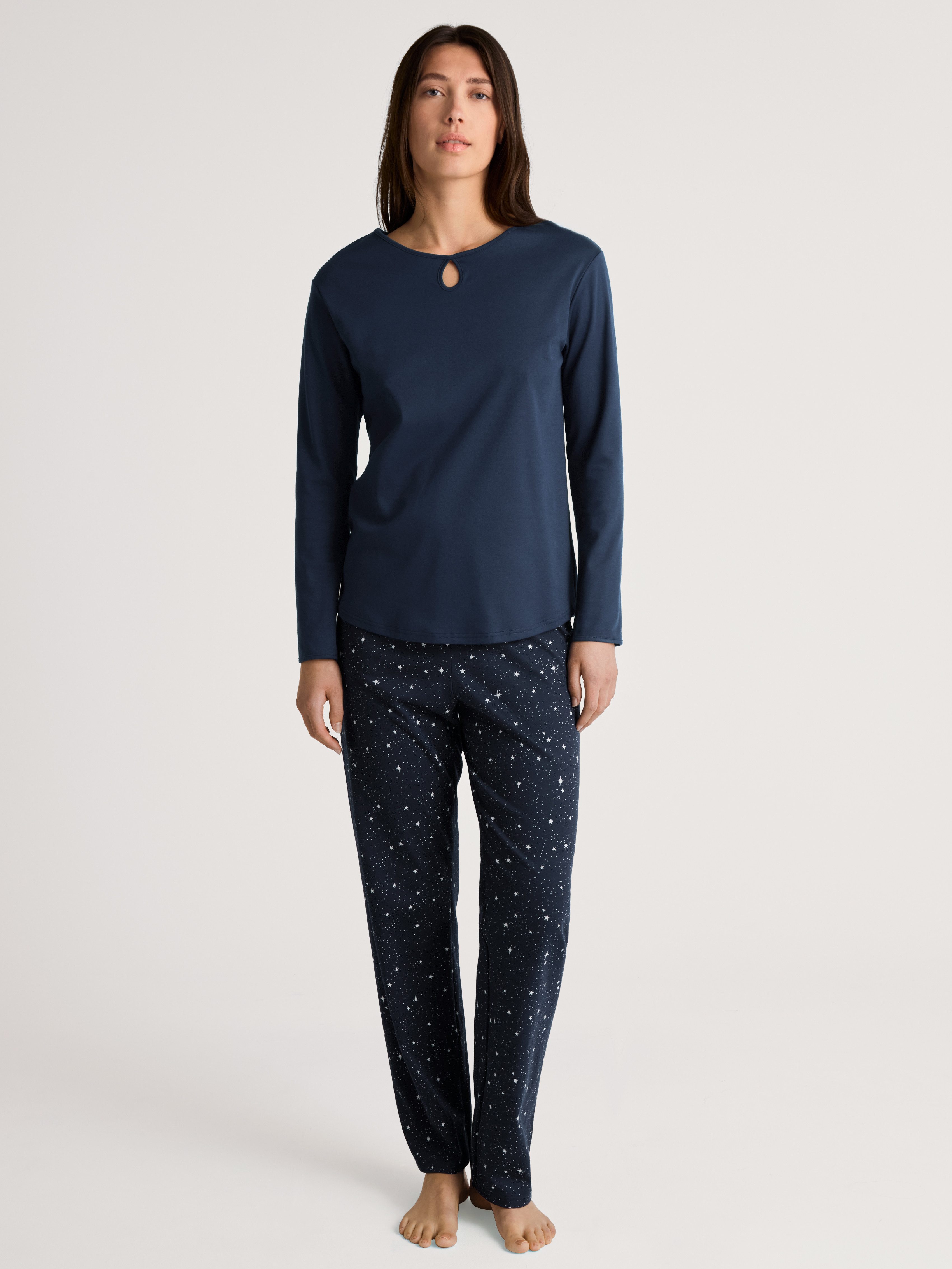 CALIDA Pyjama Sweet Dreams met casual-loose pasvorm (2-delig) dames nachtkleding maat XS (36/38) blauw