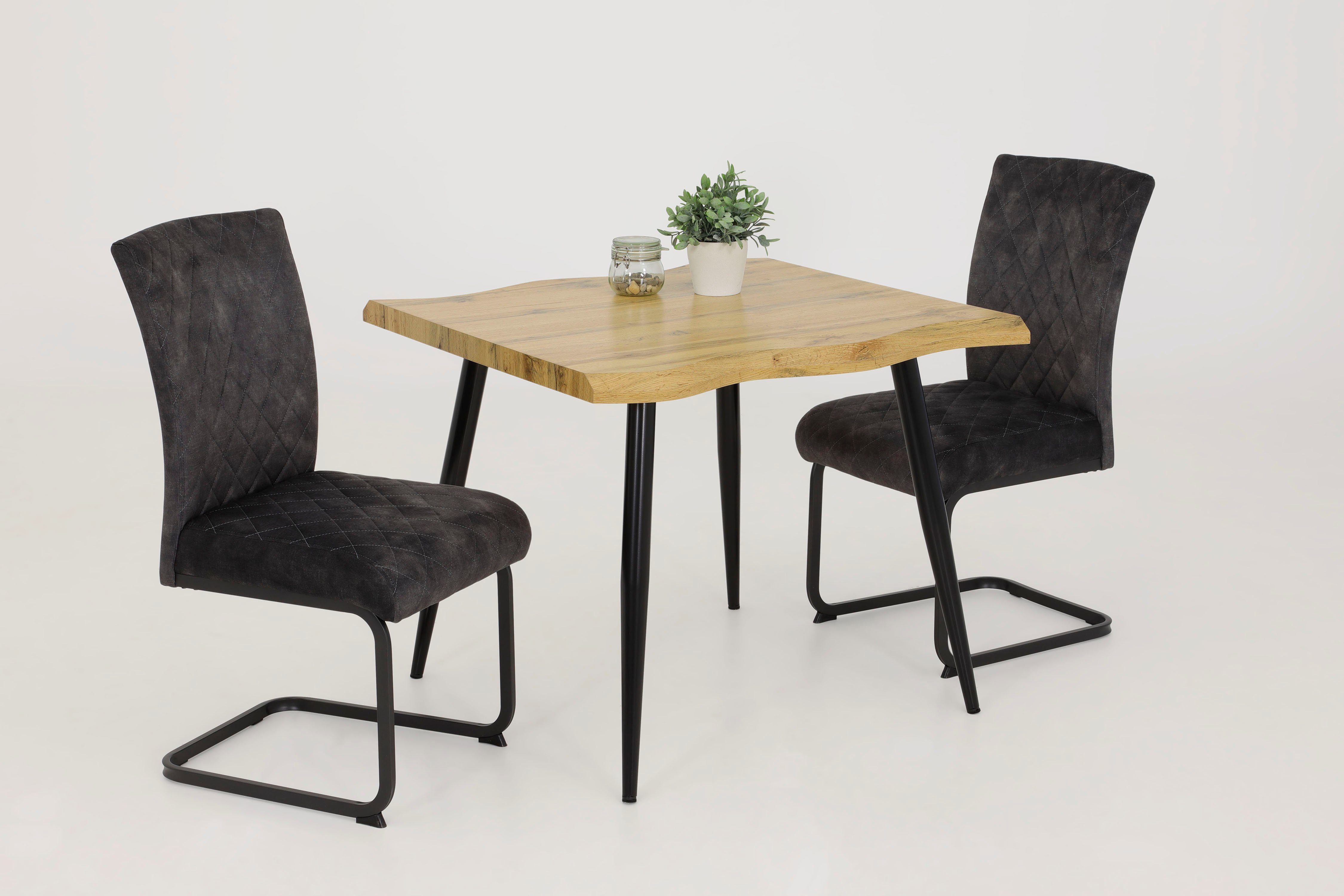 HELA Tafel met hout GABI IV Boomstructuur (Face Up), 90 x 90 cm, praktisch voor kleine kamers