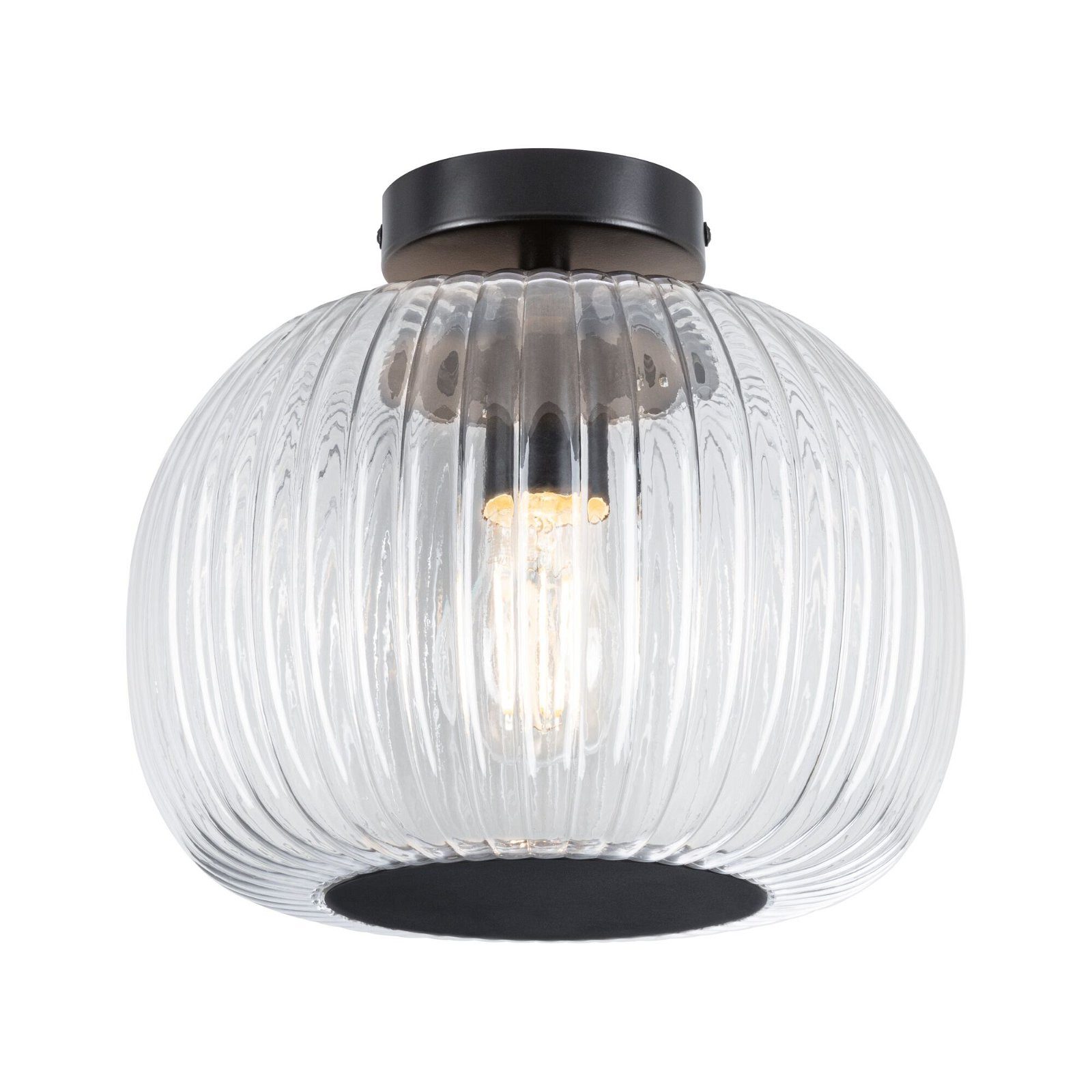 Paulmann Plafondlamp Ruya IP44 E27 230V max. 60W Glas, Zwart mat (1 stuk)