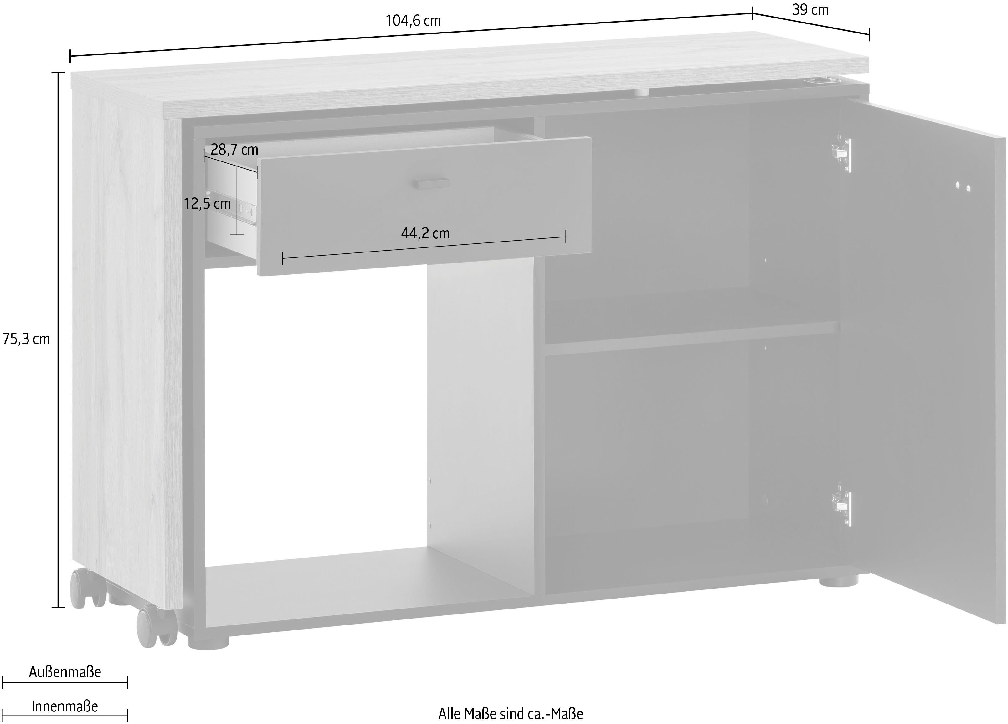 Schildmeyer Bureau Tiny Working praktisch in het thuiskantoor, dressoir met flexibele werkblad