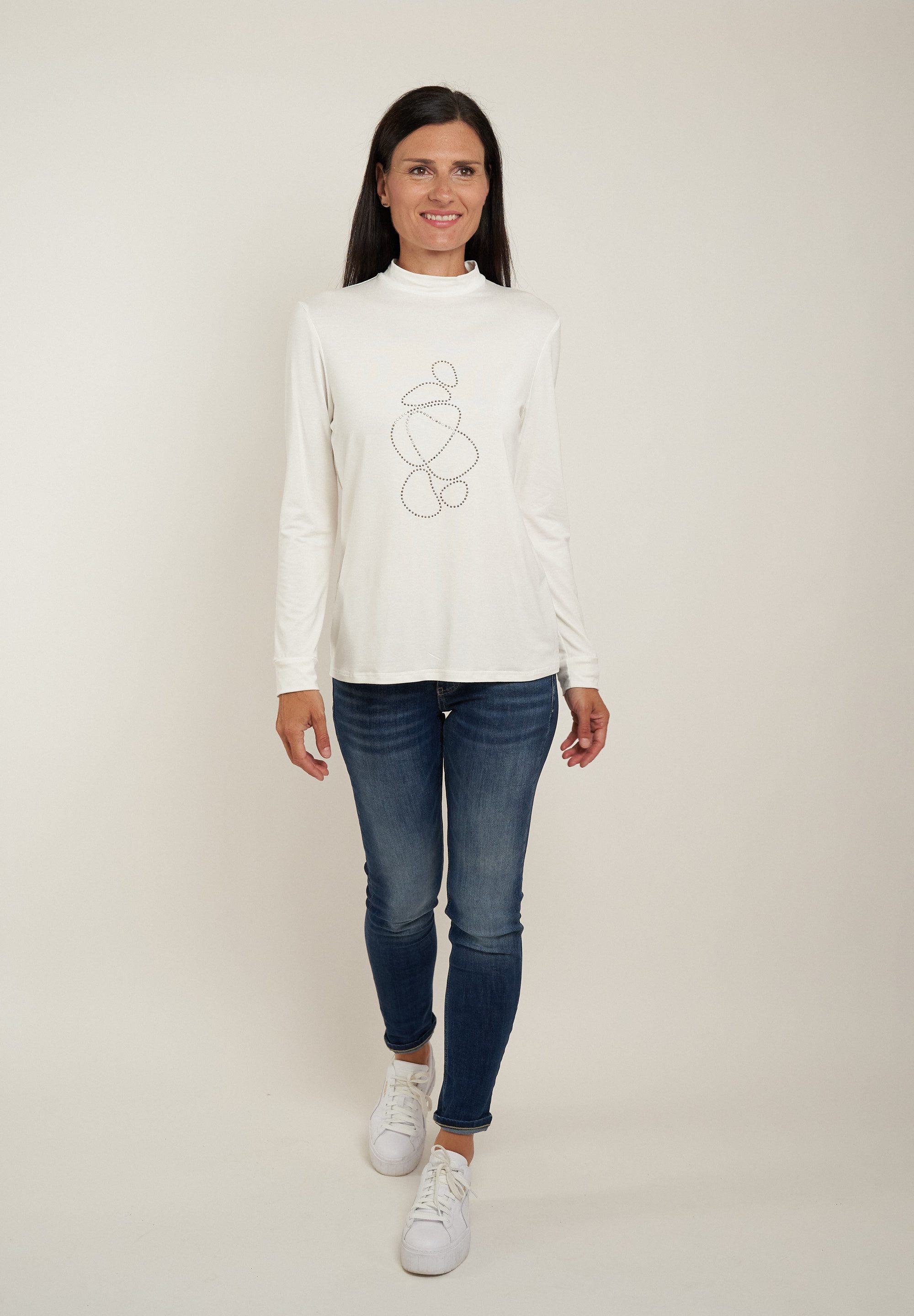 Seidel Moden Shirt met lange mouwen met glitterstenen, made in germany