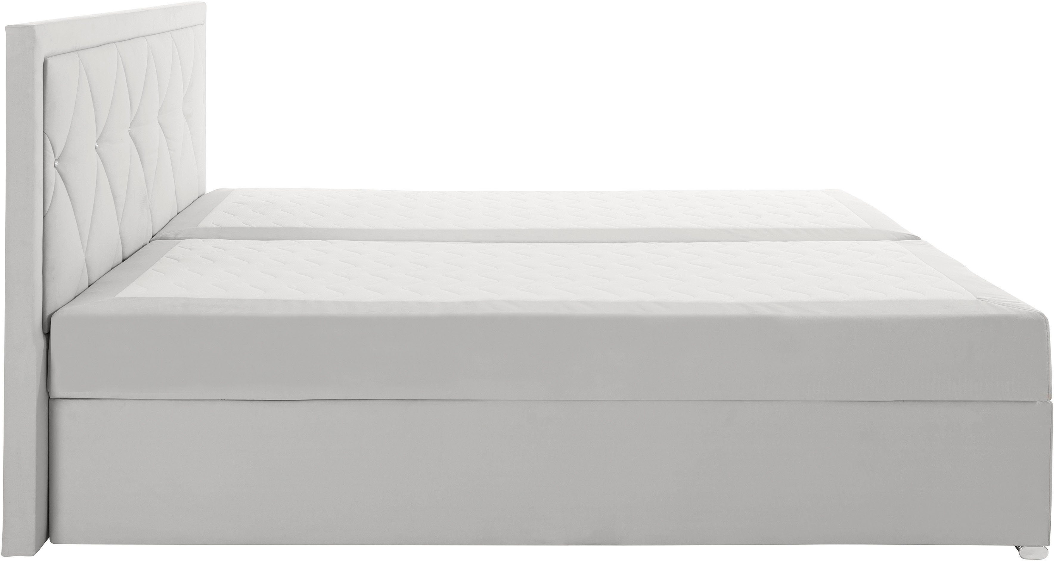 Leonique Boxspring Alfie, bestseller, optioneel met bedlade met strassteentjes in het hoofdbord, h2, h3 en h4 ter keuze