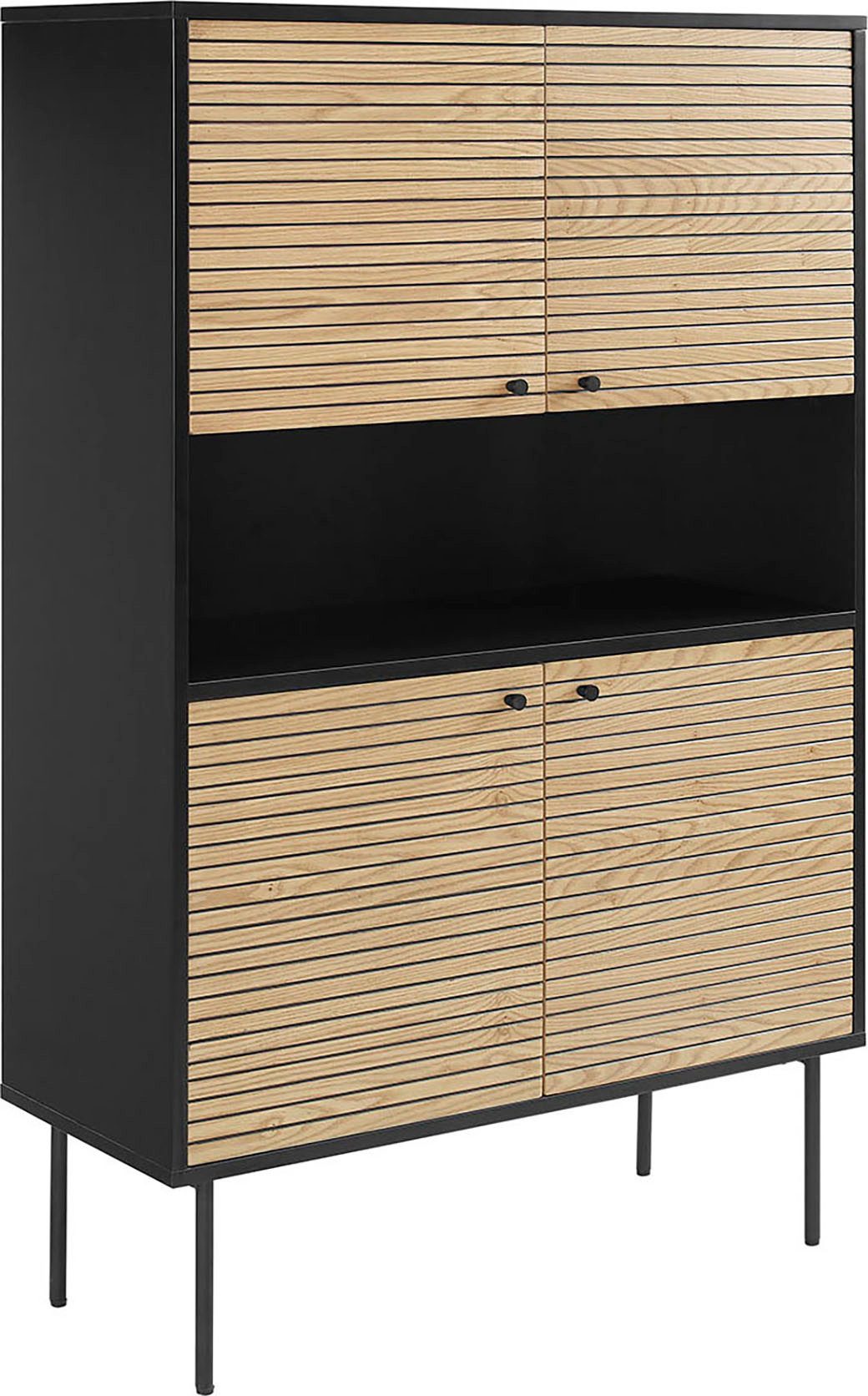 SalesFever Highboard Opbergkast in Scandi-design, breedte 100 cm highboards zwart