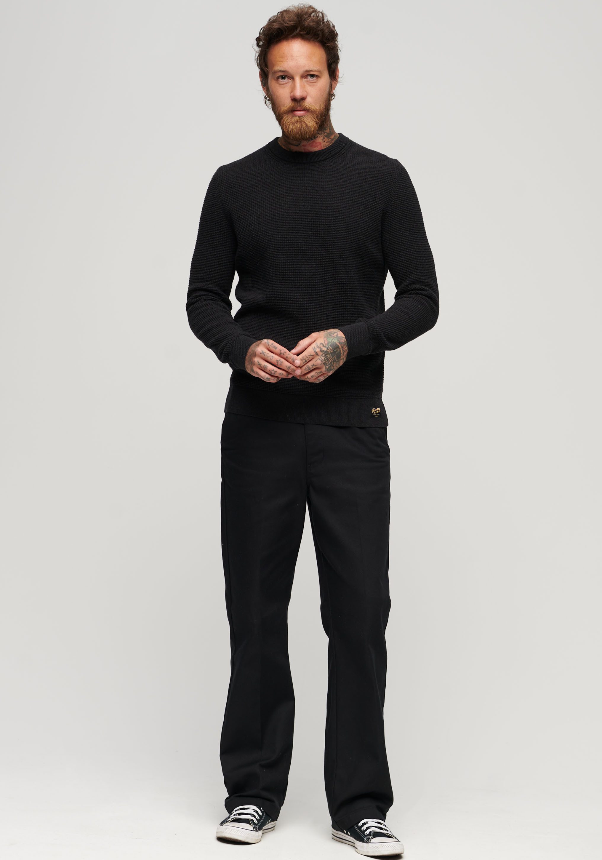 Superdry Gebreide trui TEXTURED CREW KNIT JUMPER met gestructureerd wafelbreipatroon