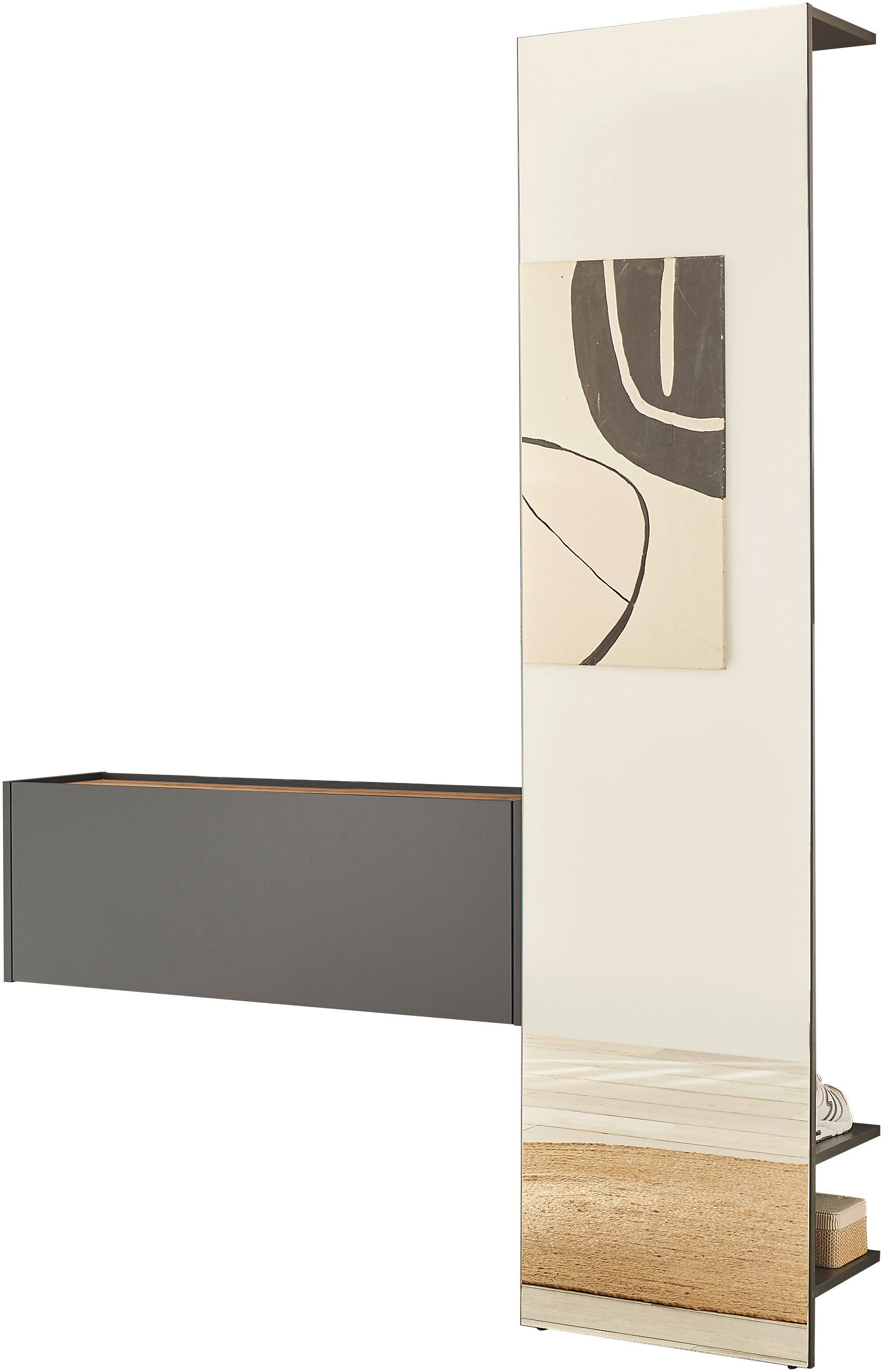 INOSIGN Halmeubelset GIRON/ CiTY, Garderobe in Wotan Eik, moderne garderobekast bevat hangkast & garderobe-element met spiegel, 150 cm breed (complete set, 2-delig)