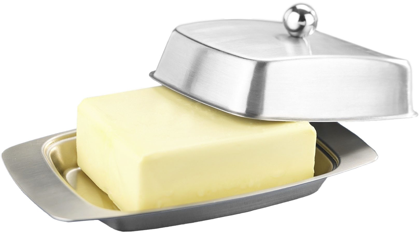 Maximex Botervloot Roestvrij staal Boterdoos voor 250 g boter om te serveren, vaatwasmachinebestendig (1-delig)