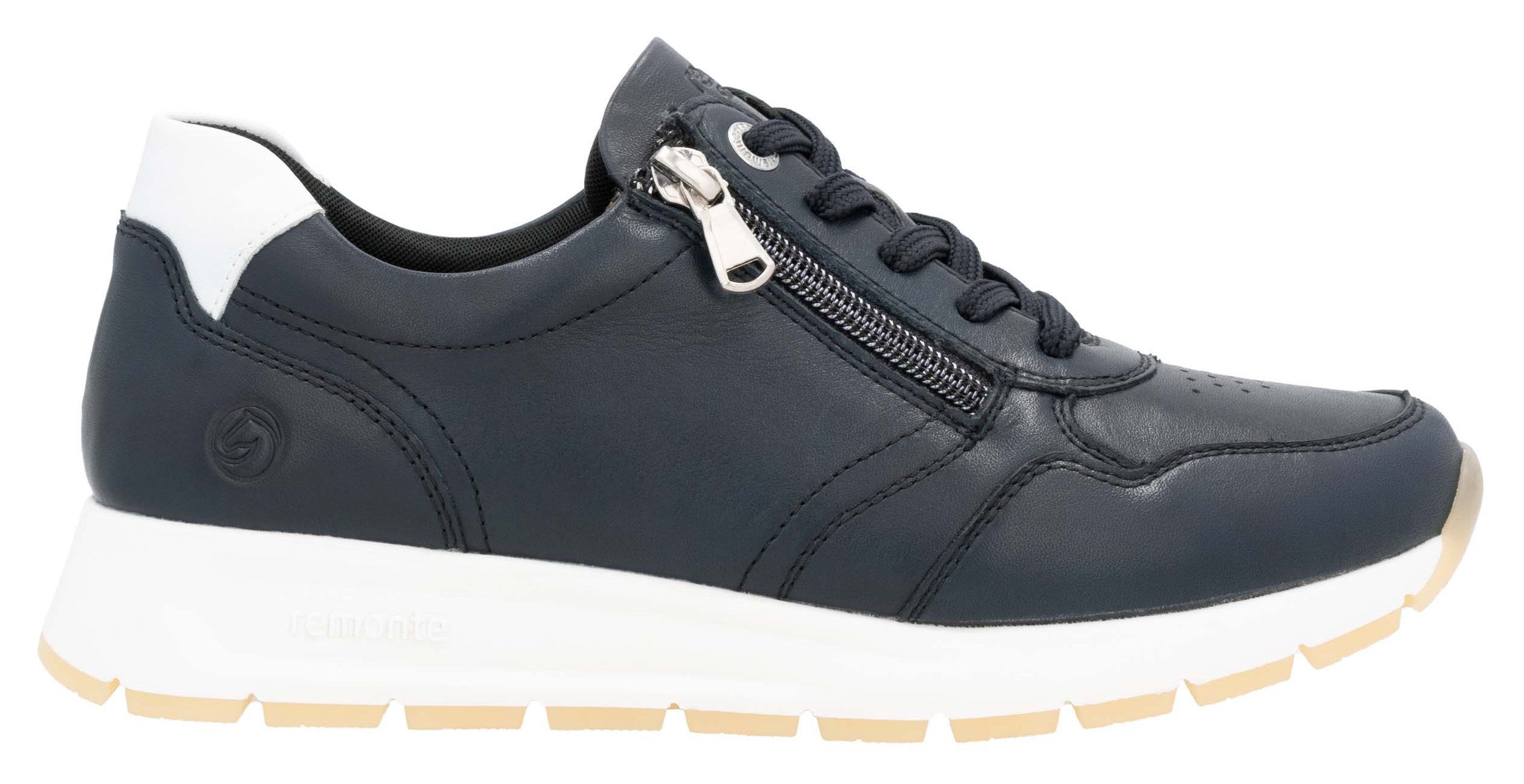 Remonte Sneakers met sleehak , vrijetijdsschoen, lage schoen, veterschoen met zijrits