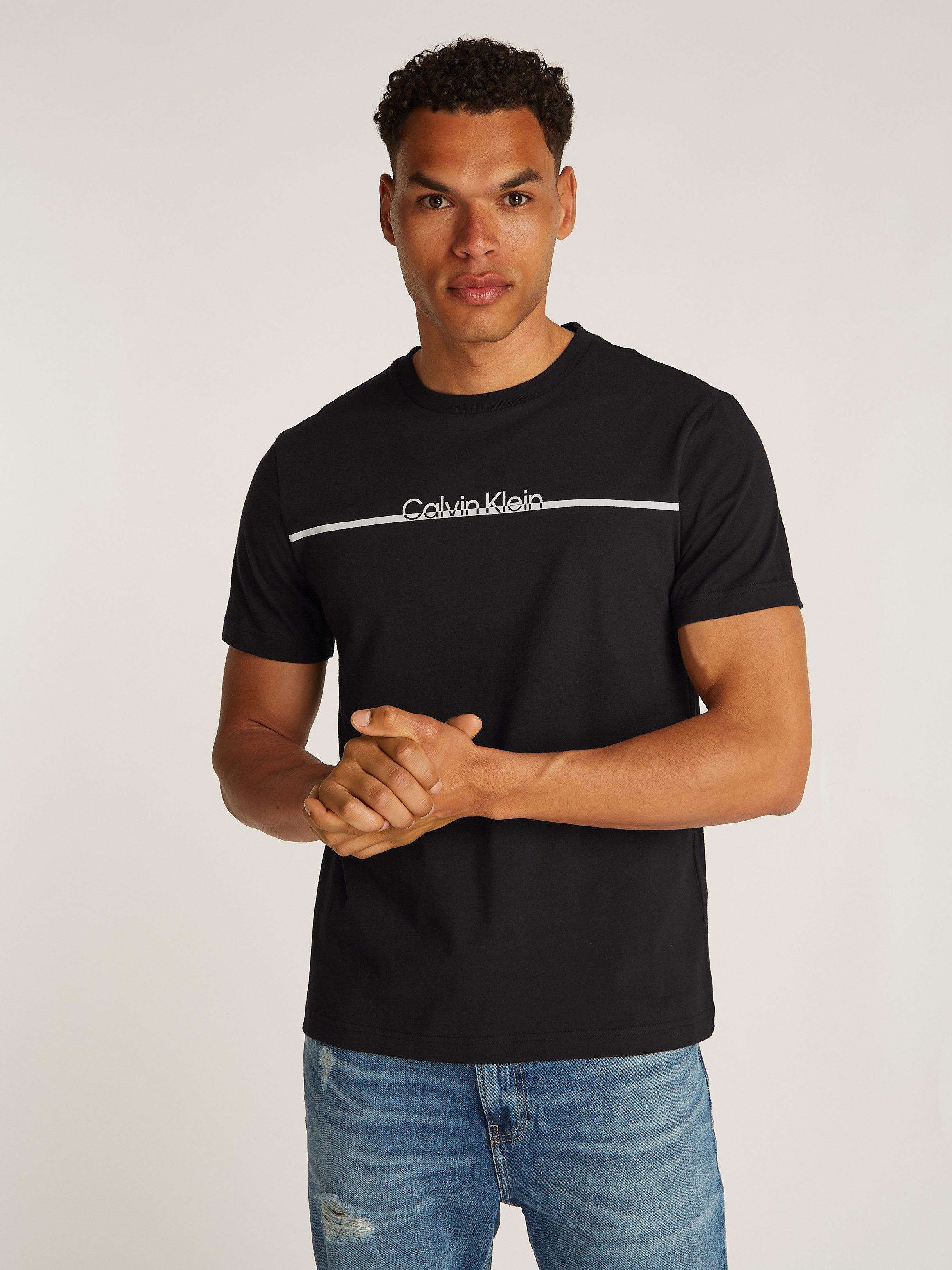 Calvin Klein Shirt met ronde hals SPLIT LINE LOGO T-SHIRT