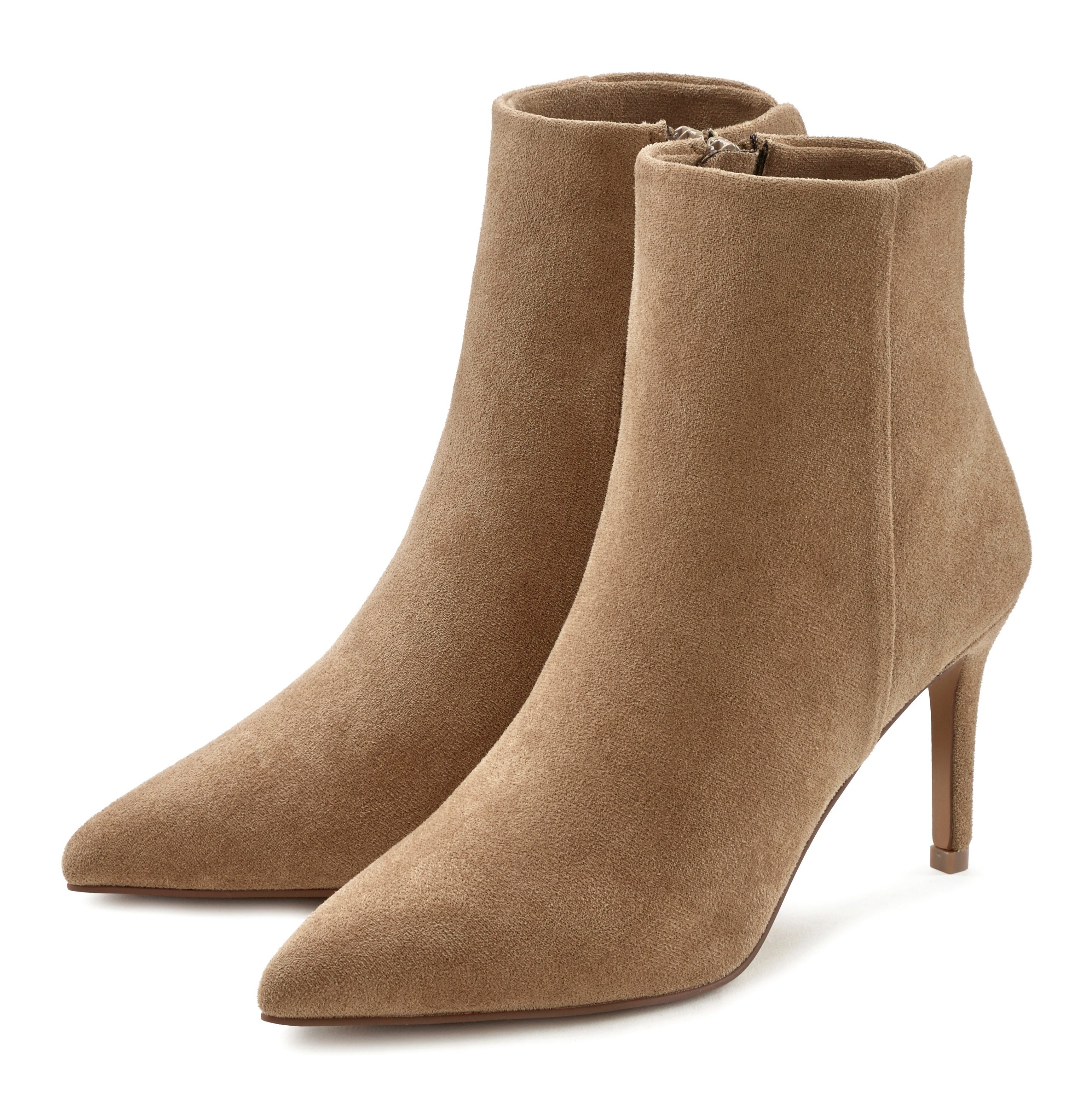 Lascana Highheel-laarsjes in spitse vorm & naaldhak, ritslaars vegan