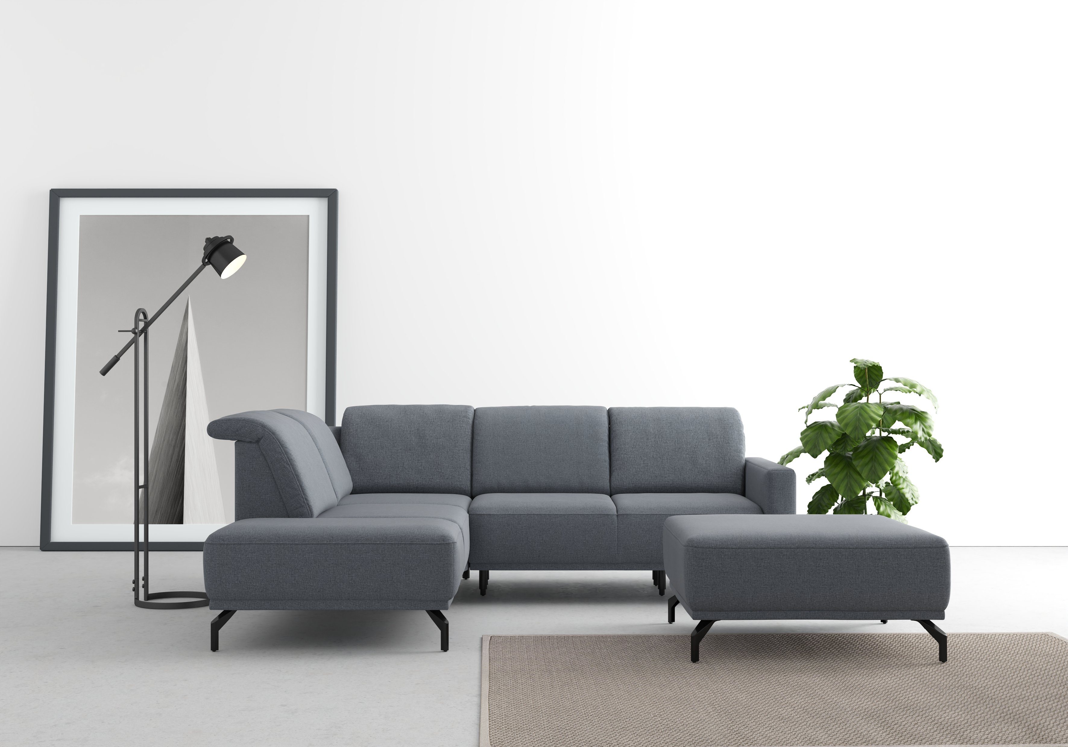 sit&more Hoekbank Bailando L-vorm naar keuze met verstelbare hoofdsteun en uittrekzitting, motorisch blauw, hoekbanken, Met verstelbare hoofdsteun-met