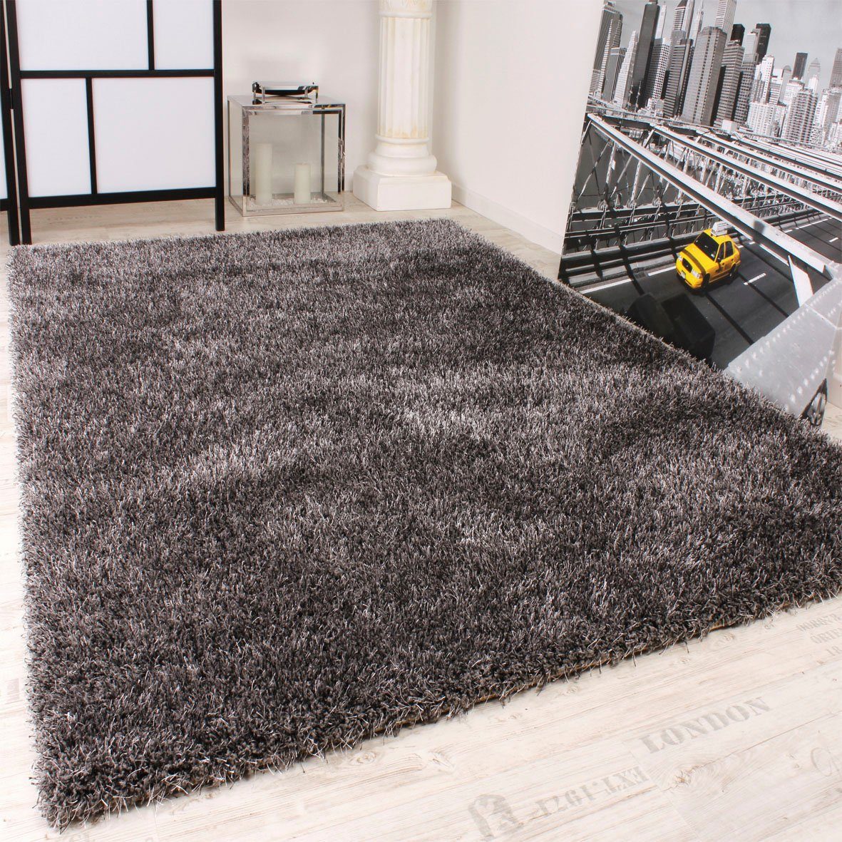 Paco Home Hoogpolig vloerkleed Maya 400 Unikleuren, met effectgaren, zacht & behaaglijk