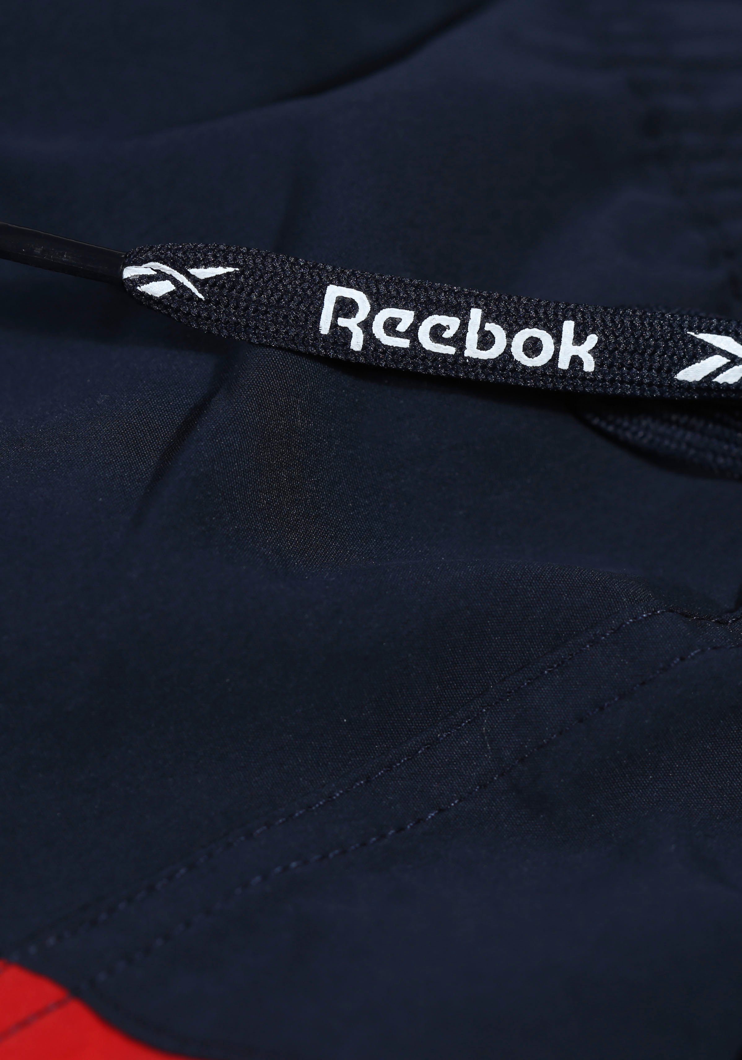 Reebok Zwemshort Ryan asymmetrisch gestreept gesplitste logo tekst