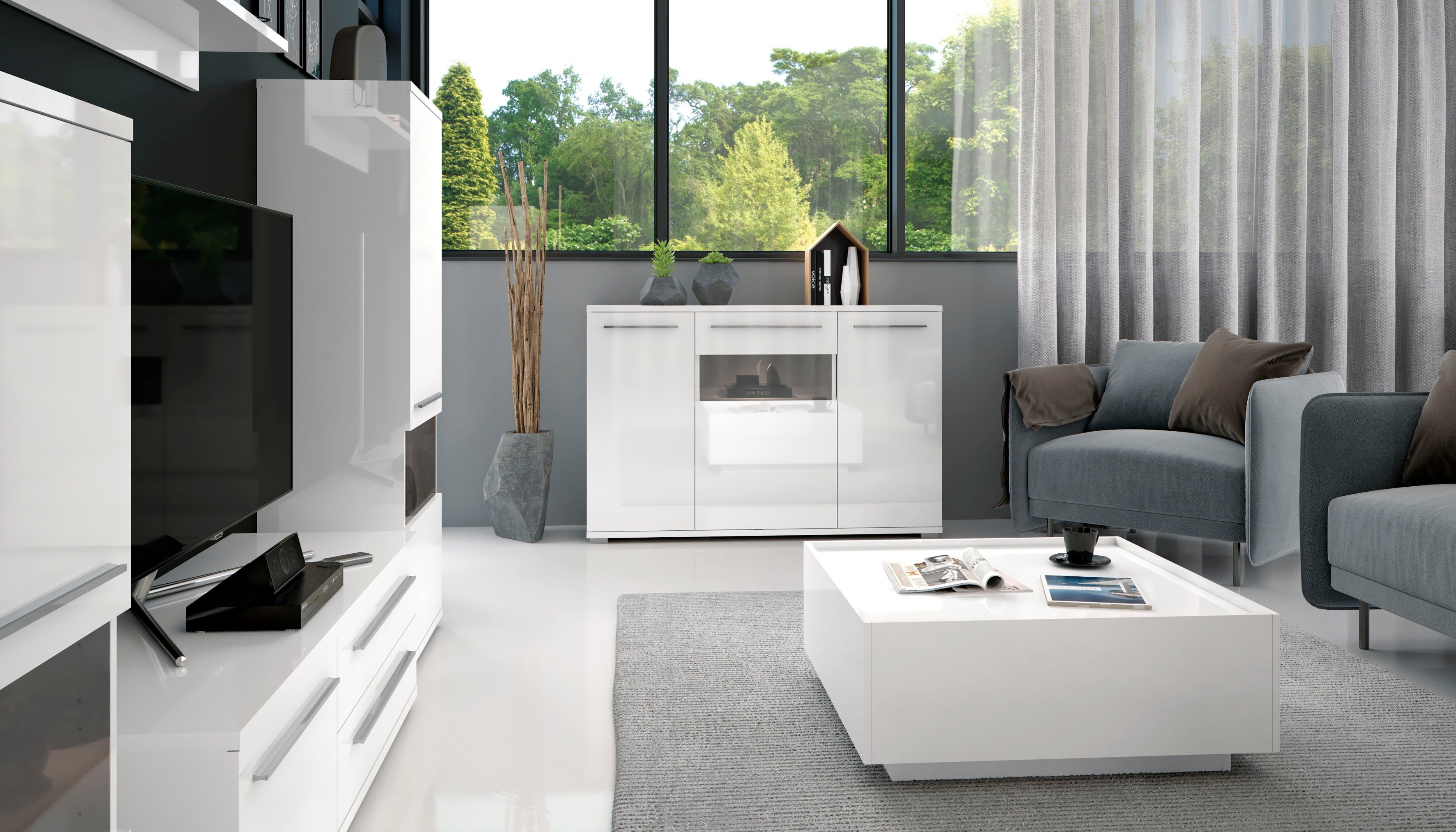 Places of Style Tv-meubel Piano UV gelakt, met soft close-functie