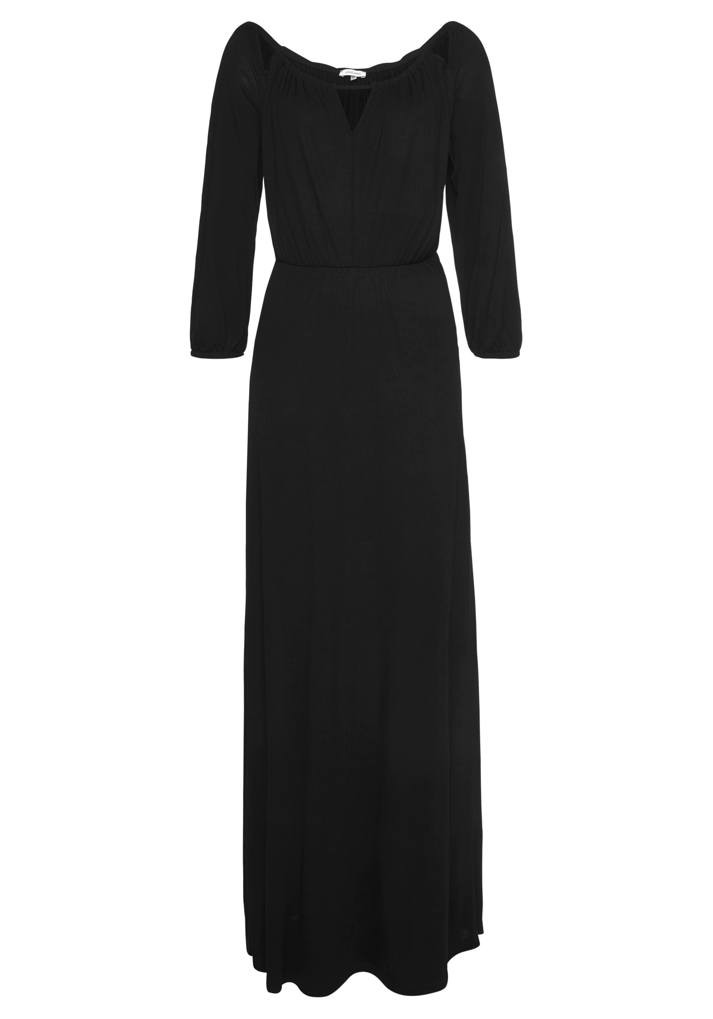 Lascana Maxi-jurk met cut-outs bij de halslijn, schoudervrij zomerjurk, strandjurk