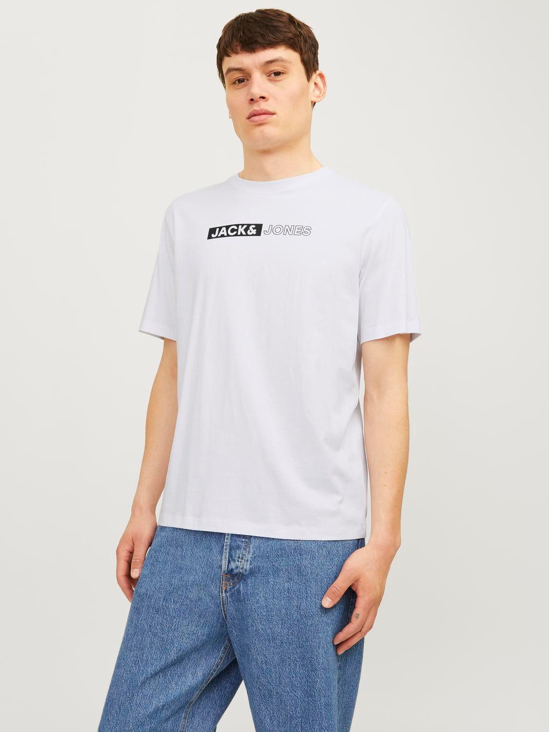 Jack & Jones Shirt met ronde hals JJECORP LOGO TEE PLAY SS O-NECK NOOS heren ronde hals maat XS wit