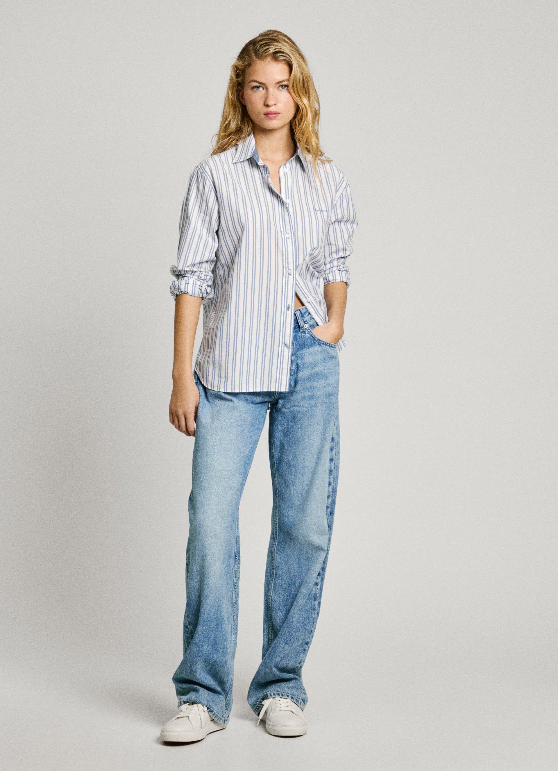 Pepe Jeans Overhemdblouse Slim met geborduurd logo