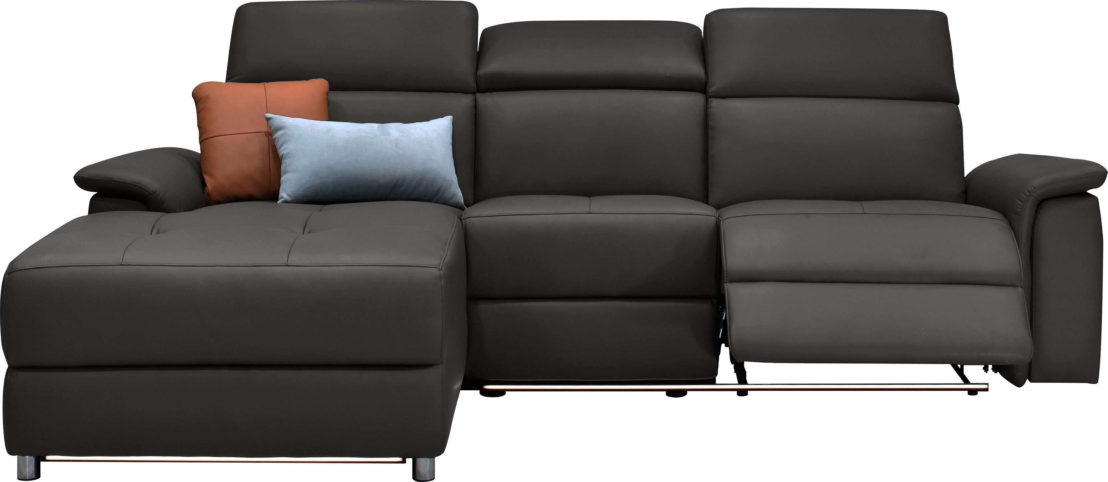 Places of Style Hoekbank Pareli, L-model, 259 cm, met récamier, echt leer, imitatieleer, weefstof