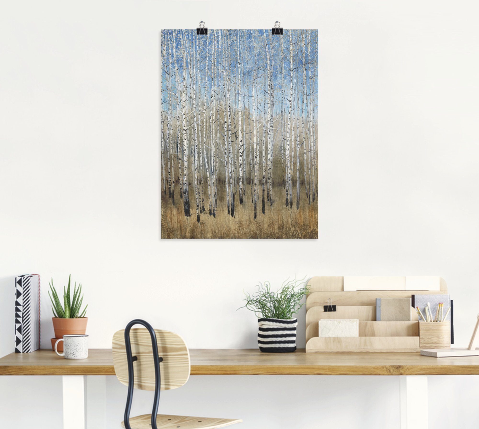 Artland Artprint Stoffige blauwe berken II als artprint op linnen, poster in verschillende formaten maten