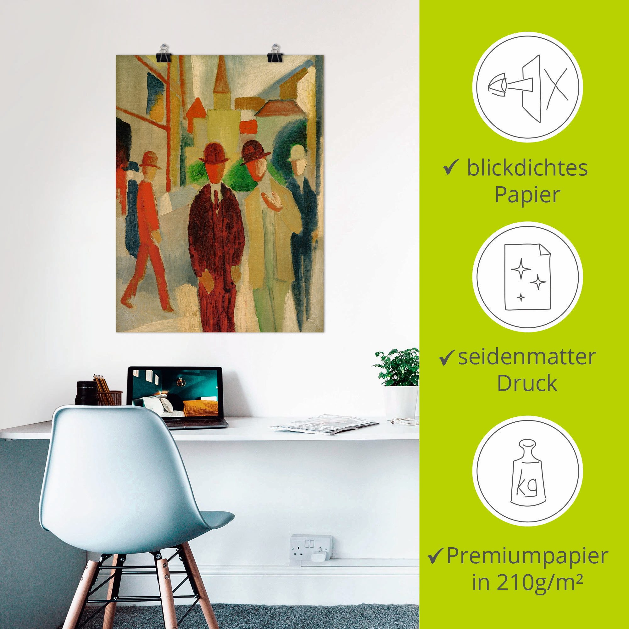 Artland Artprint Lichte straat met mensen als artprint op linnen, muursticker of poster in verschillende maten