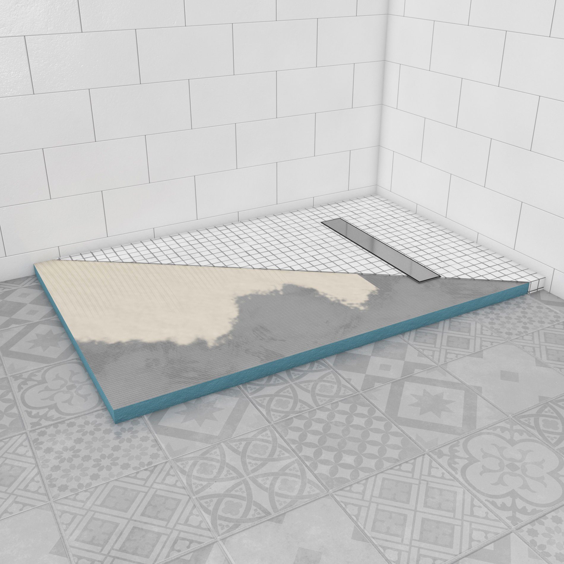 Marwell Douchebak 140 x 90x 4 cm, van zeer stevig polystyreen, inclusief sapgroef, 140 cm x 90 cm