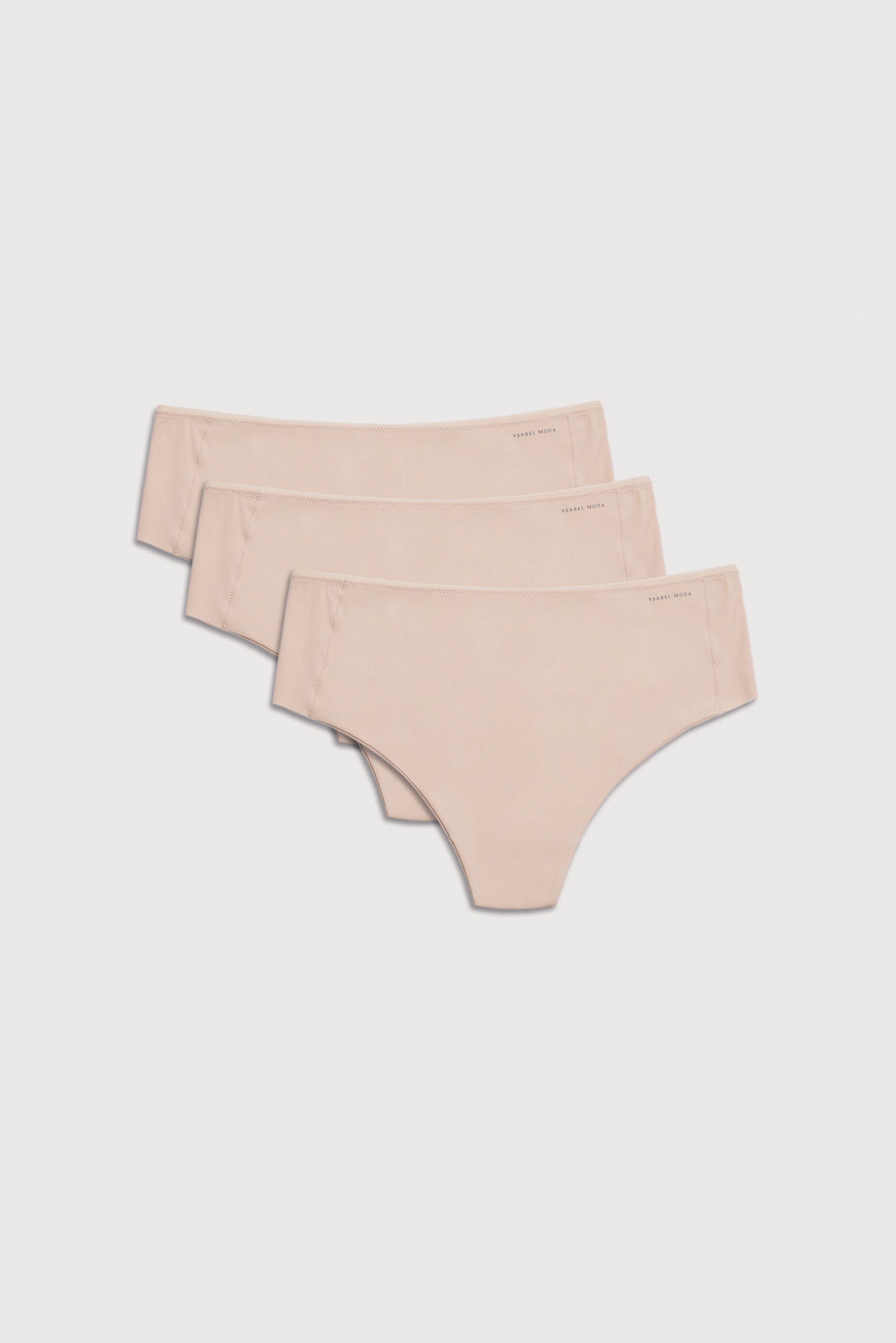 YSABEL MORA Correctie string uit versterkt materiaal en onzichtbare pasvorm (Set van 3) slips maat XL beige