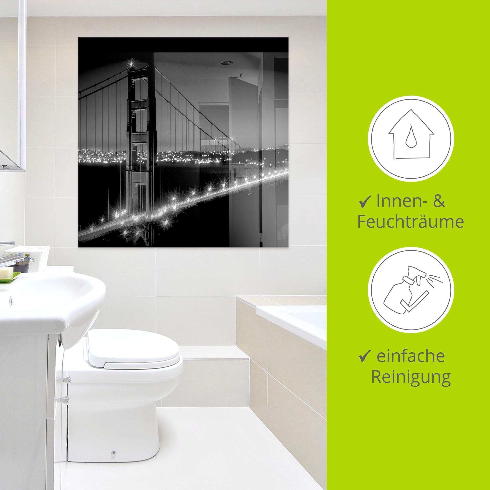Artland Print op glas Golden Gate Bridge in de avond I