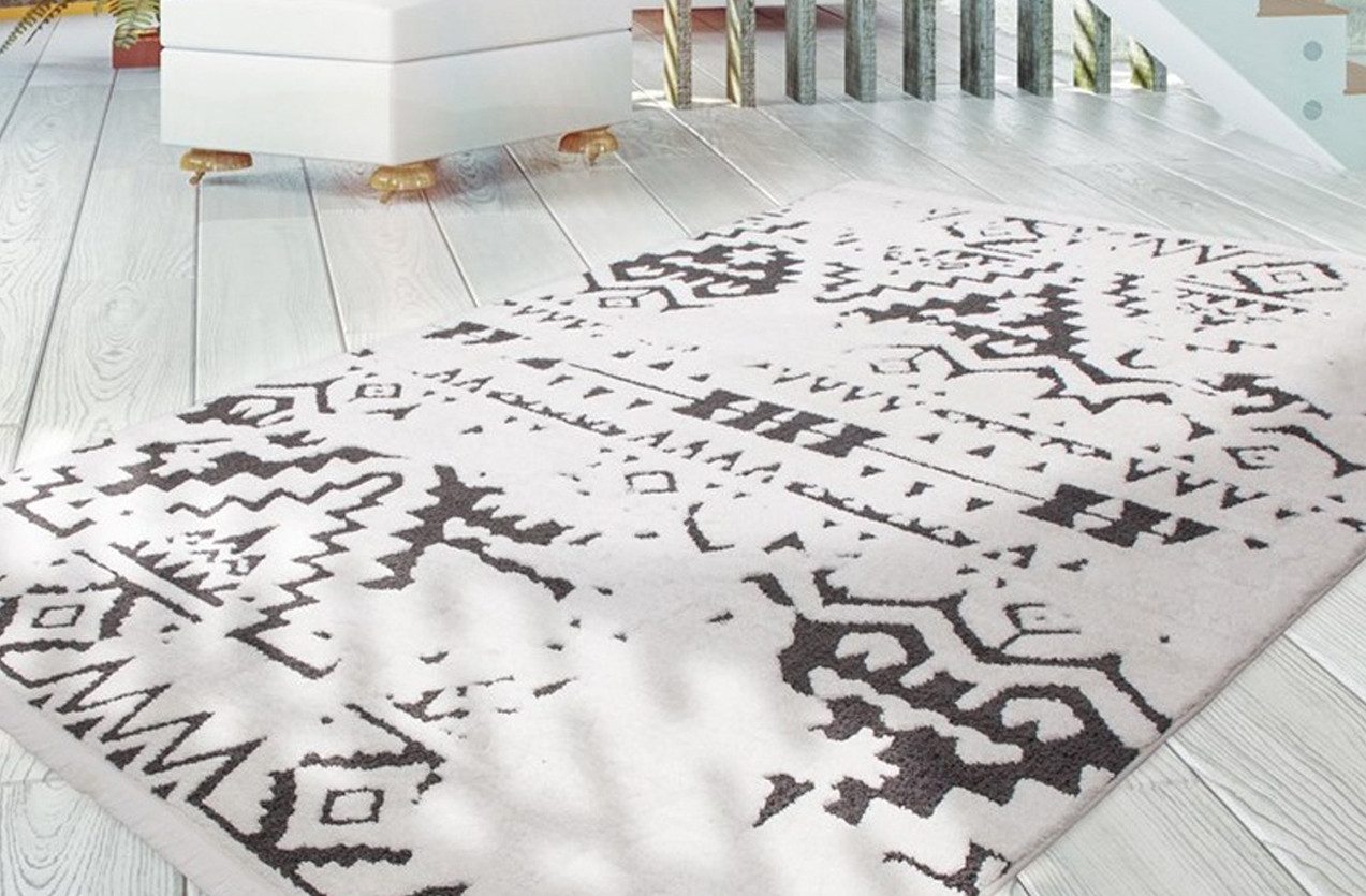 calo-deluxe Vloerkleed Yoel 115 Reliëfstructuur met franje, woonkamer