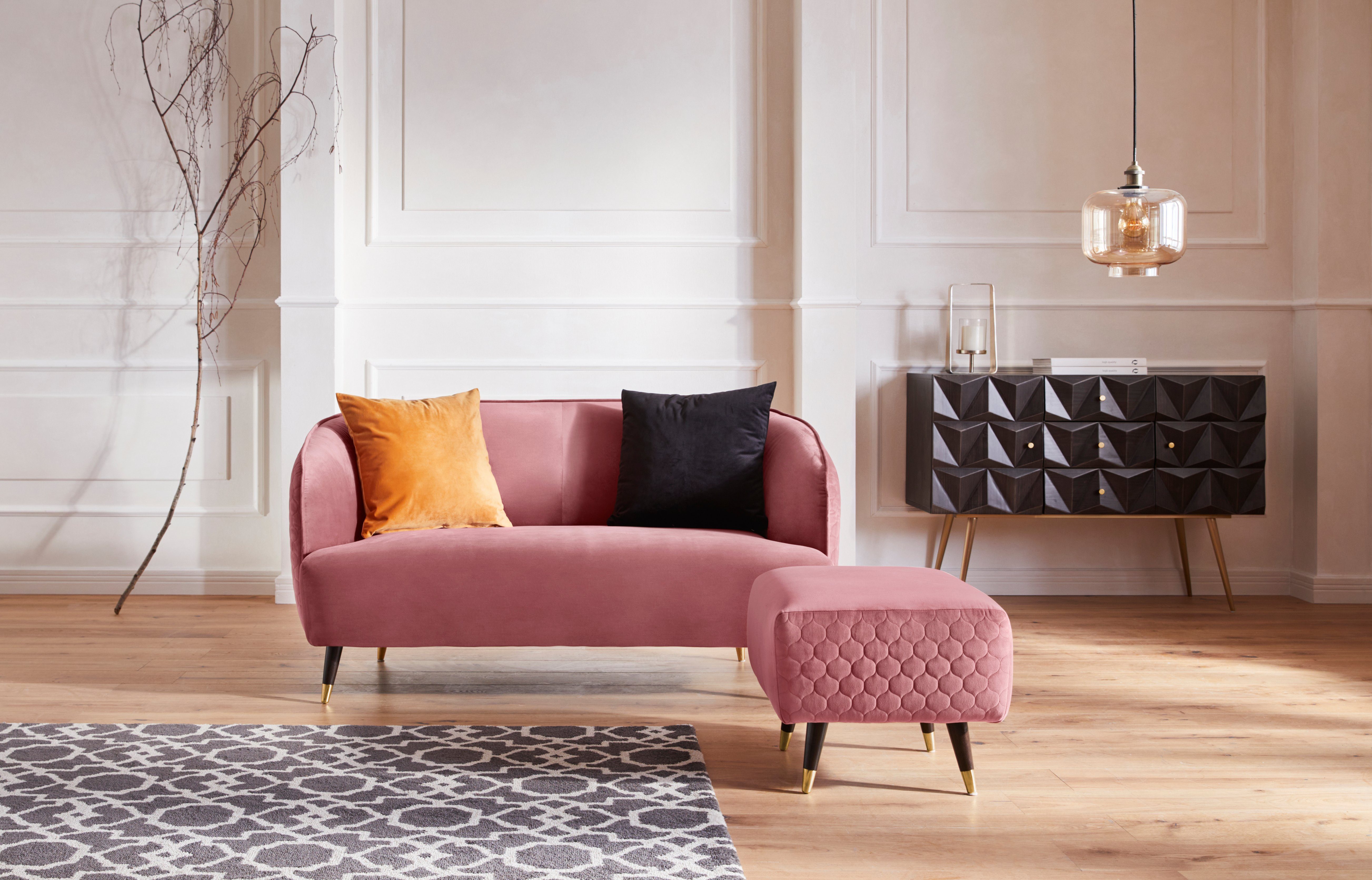 Guido Maria Kretschmer Home&Living 2-zitsbank Oradea met elegante stiksels op achterzijde van de rugleuning