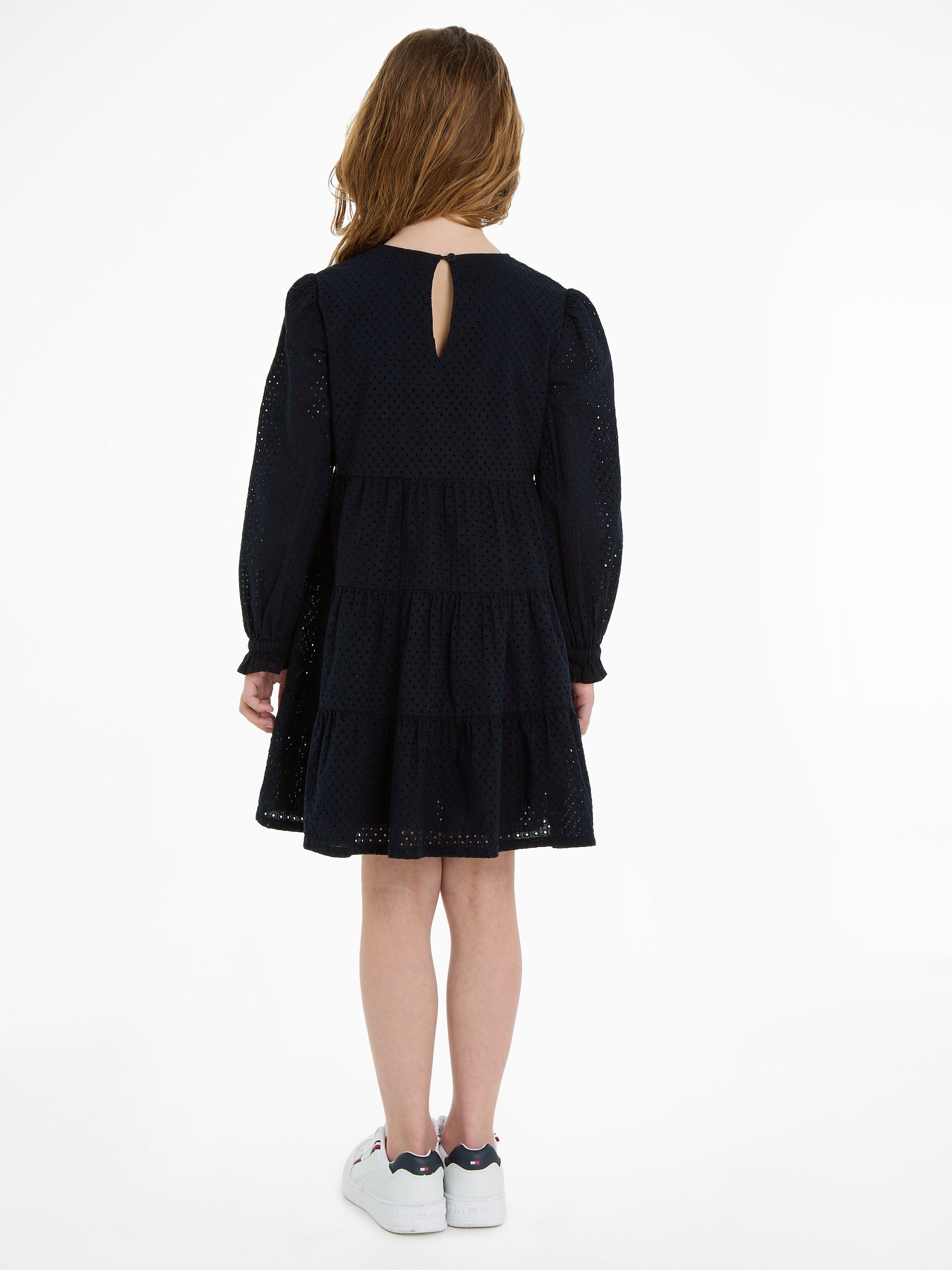 Tommy Hilfiger Volantjurk BRODERIE ANGLAISE DRESS all-over in perforatiestiksel, met volant