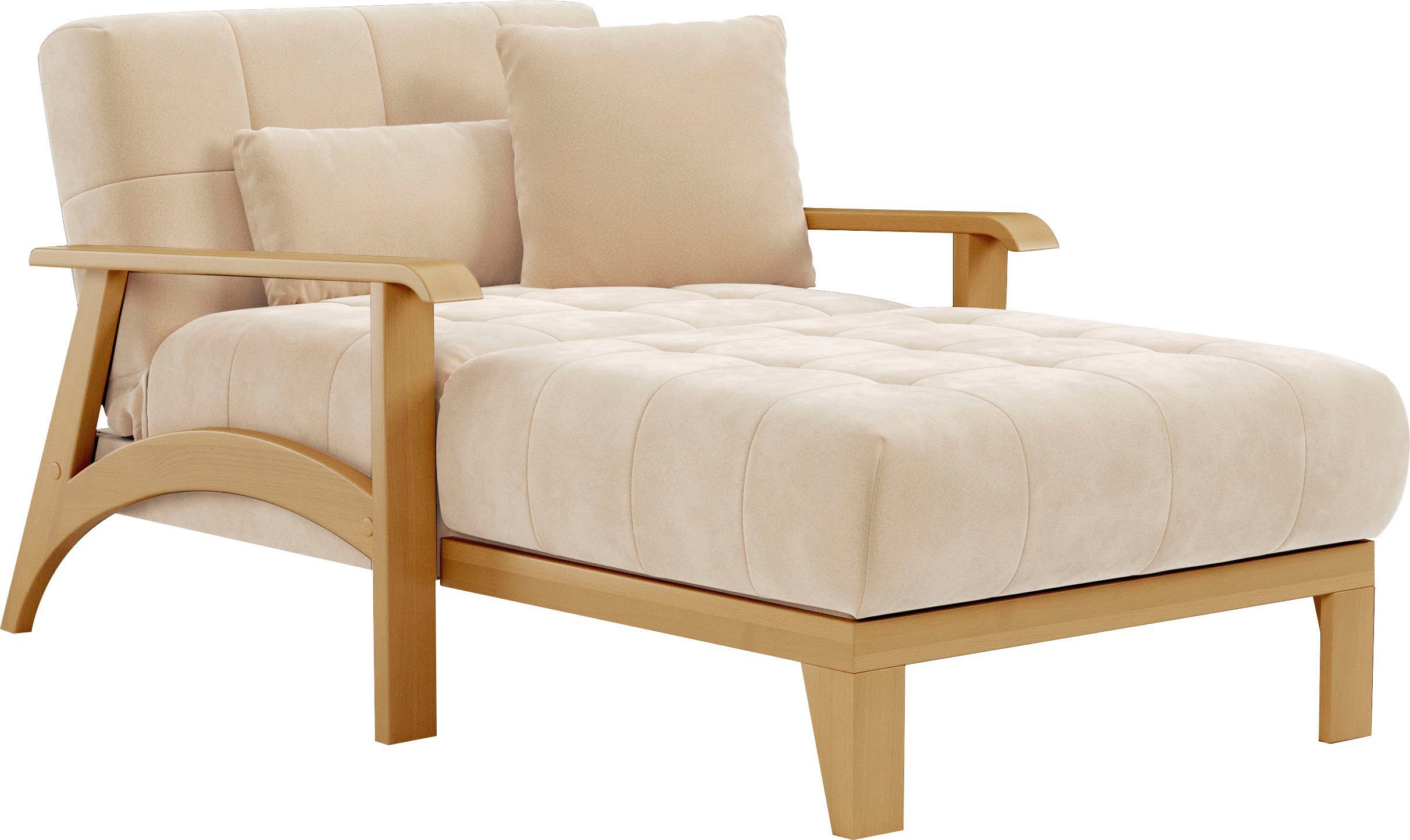 sit&more Récamier Billund Armleuningen van eikenkleurig beukenhout, verschillende bekledingen en kleuren