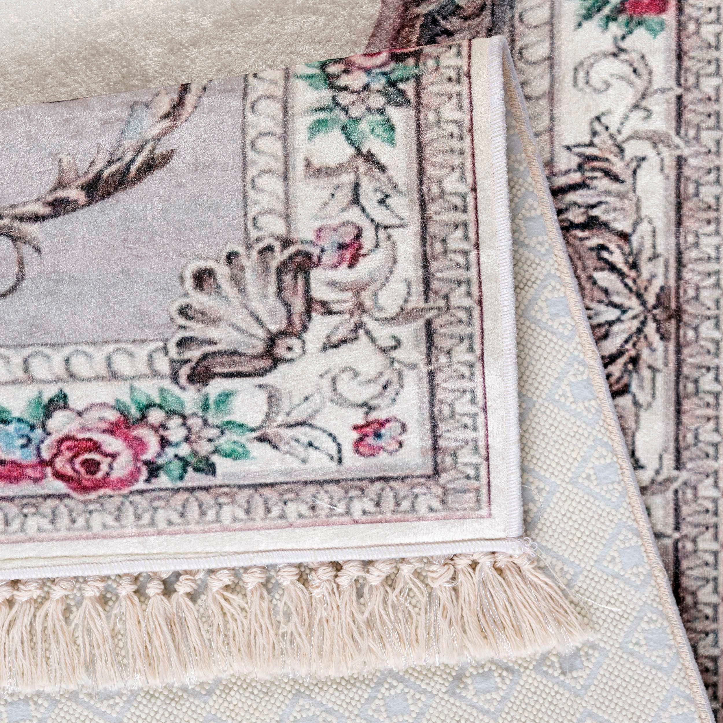 Sehrazat Loper Vintage 7000 Vlakpolig, bloemen vintage, antislip, wasbaar, woonkamer