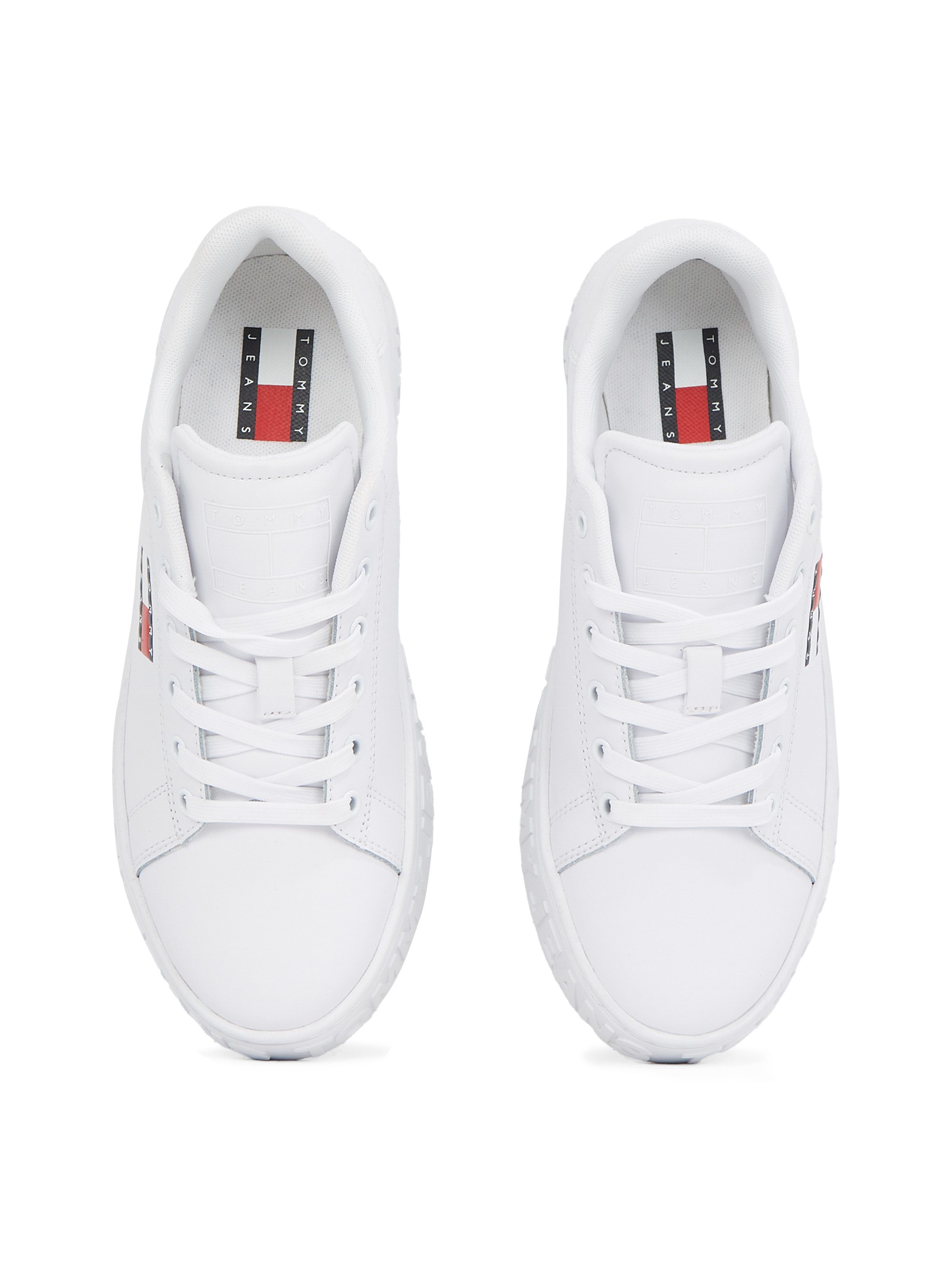 TOMMY JEANS Plateausneakers TJW LOGO OUTSOLE SNEAKER ESS vrijetijdsschoen, lage schoen, veterschoen met zijlogo-vlag