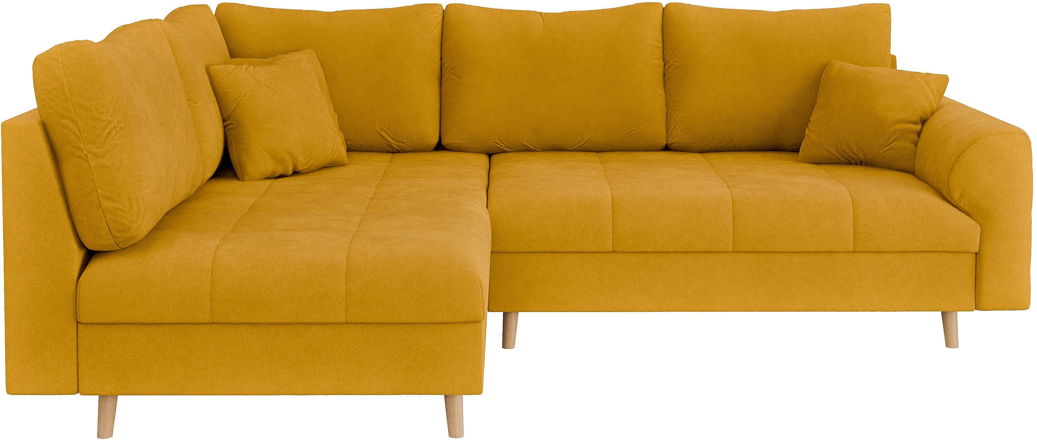Home affaire Hoekbank CHARRE L-vorm met ottomane, afmetingen B/D/H: 231/161/81 cm fijne stiksels, losse rug- en sierkussens, ook in cord en bouclé