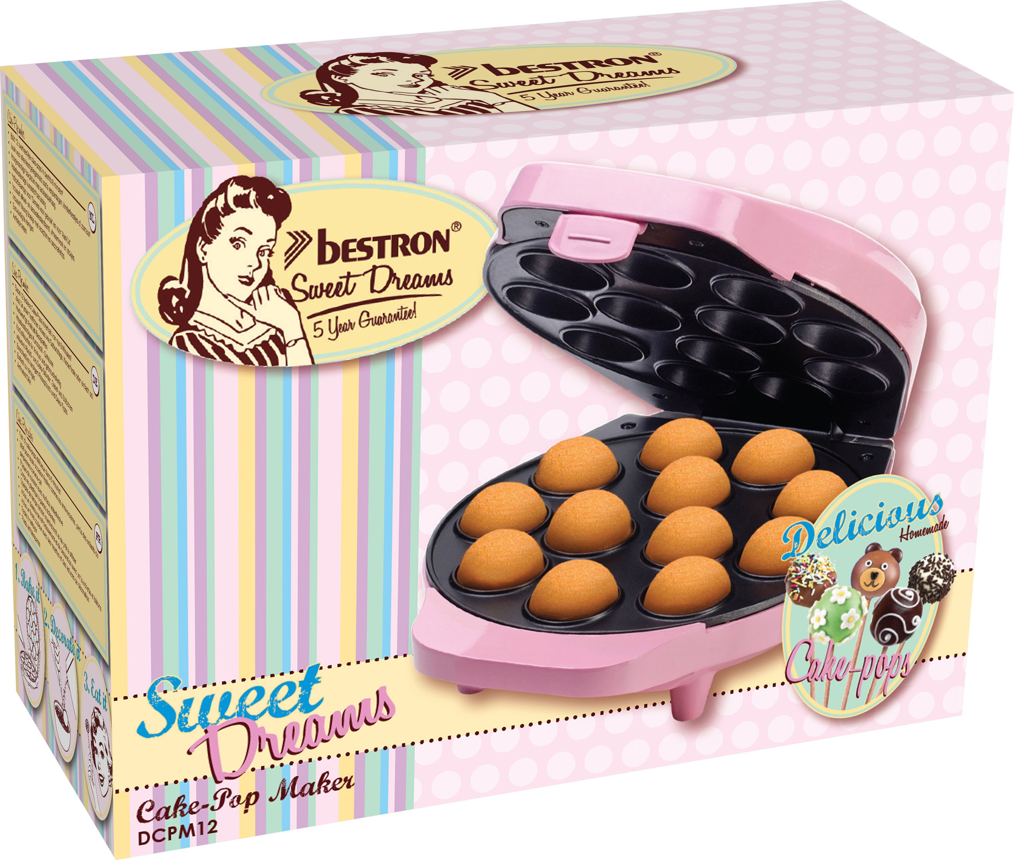 bestron Cakepop-maker DCPM12 Sweet Dreams in retro ontwerp, anti-aanbaklaag